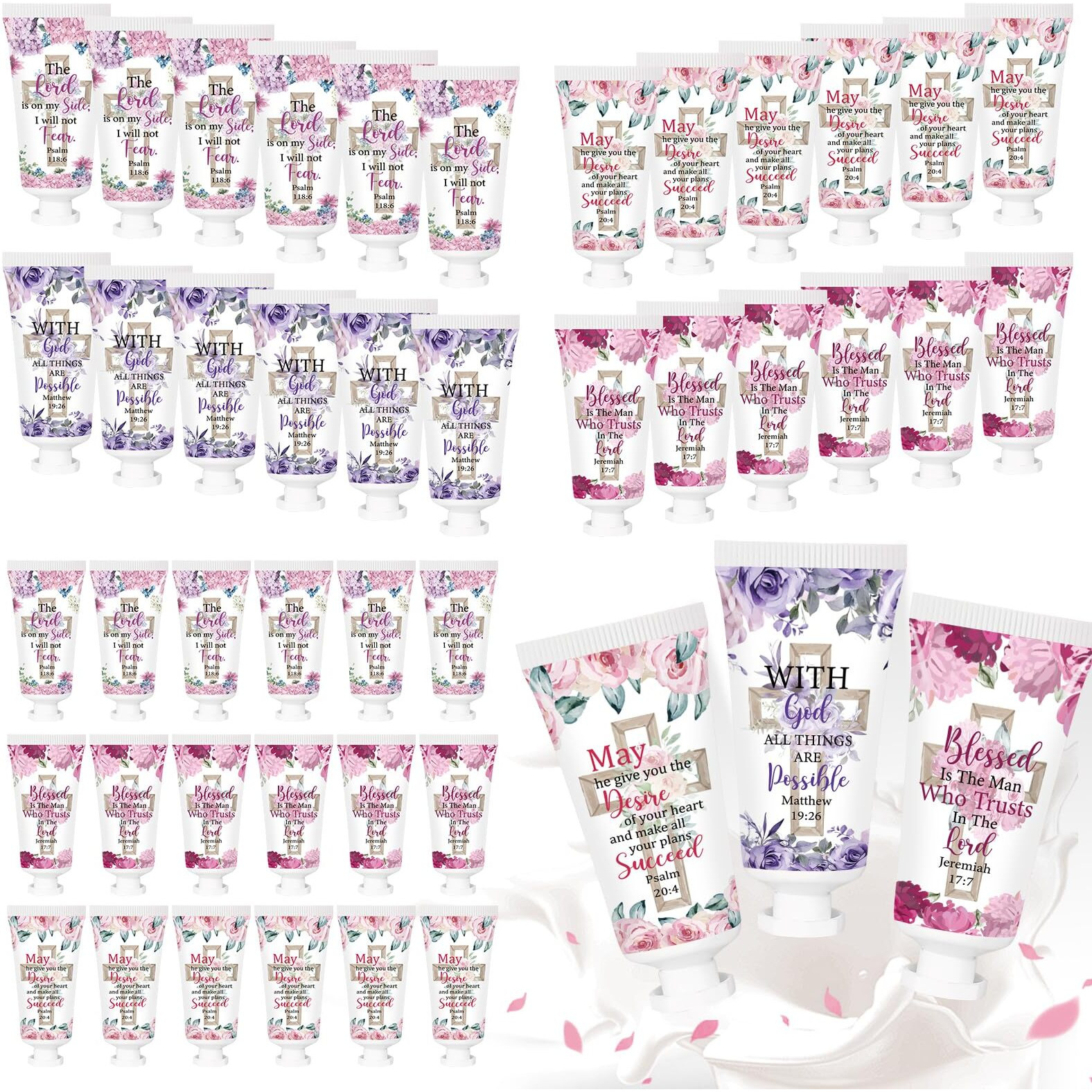 Piuaeue 50 Pcs Christian Hand Cream Gifts Bulk Religious Bible Verse Inspirational Figure Hydrating And Soothing Hand Lotion For Wedding Guests Baby Shower Party Favors Supplies