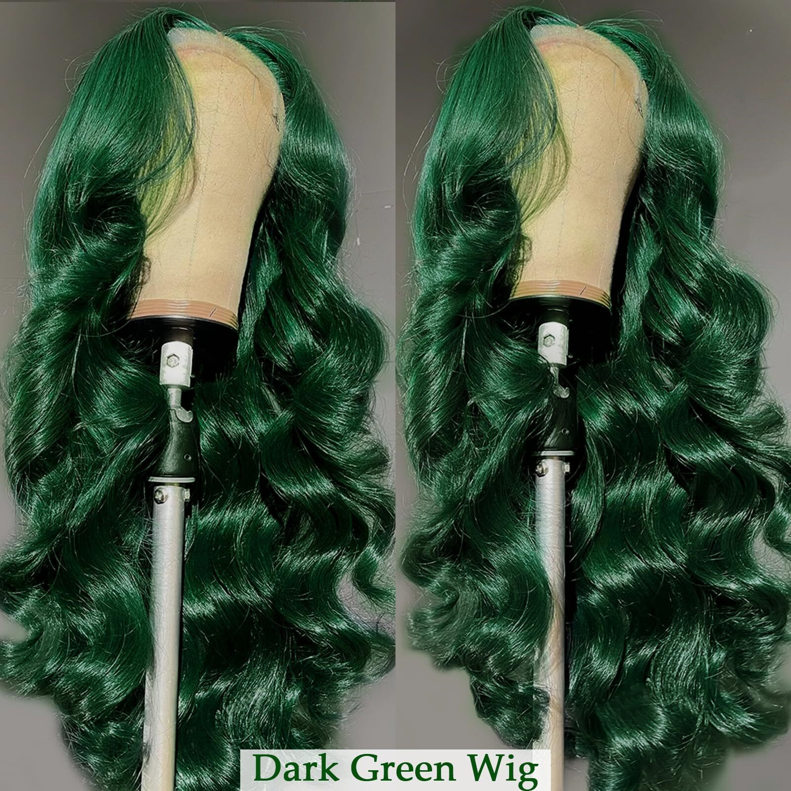 Haha 13X6 Dark Green Human Hair Wig Body Wave Deep Green Lace Front Wig Human Hair Transparent Hd Lace Frontal Wigs Glueless Colored Pre Plucked With Baby Hair 180% Density 20 Inch
