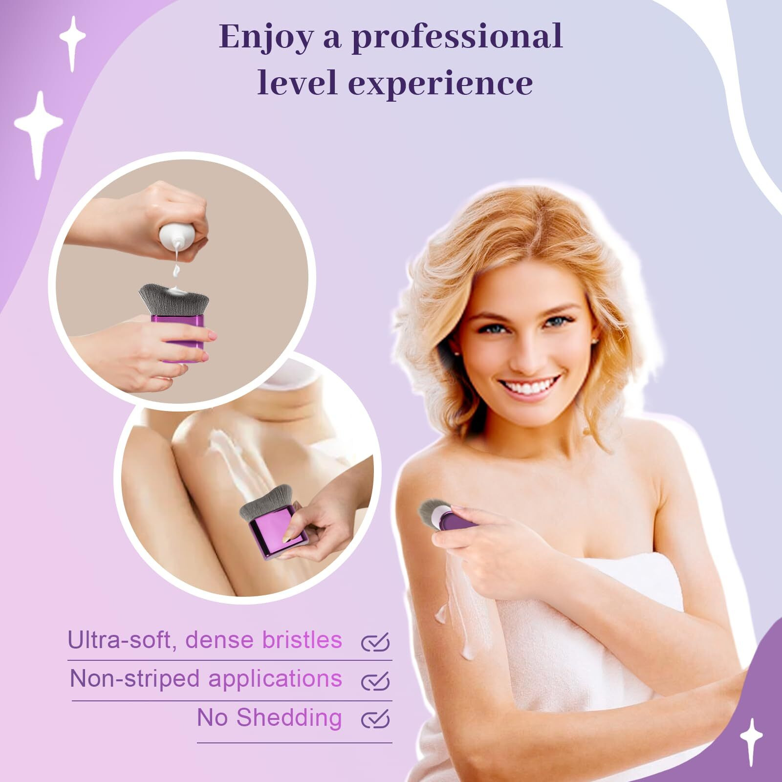 Yoseng Self Tanner Brush For Body & Face - Kabuki Makeup Brush For Self-Tanner,Tanning Mousse,Foundation & Bronzer | Streak-Free Application,Professional Tanning & Body Makeup Tool (Small)