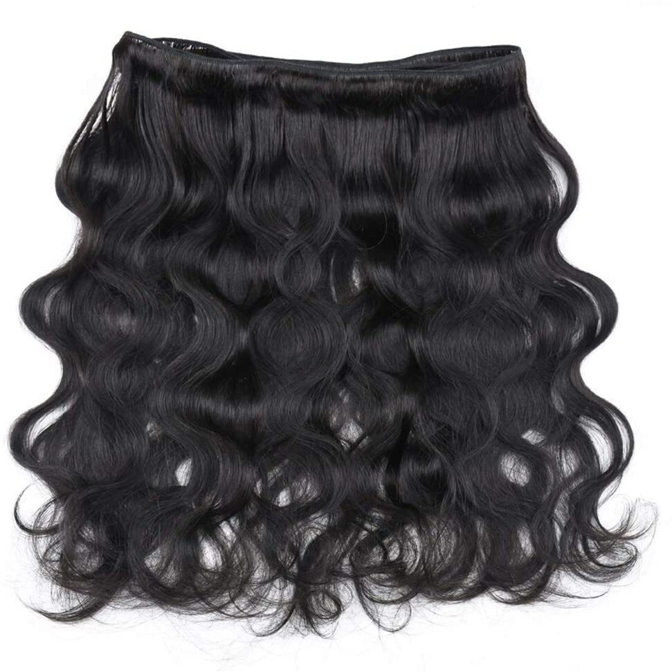 Amskdum Body Wave Human Hair 12A Body Wave 100% Unprocessed Brazilian Virgin Hair Bundles Deals Extensions Weave Natural Black (16 Inch)