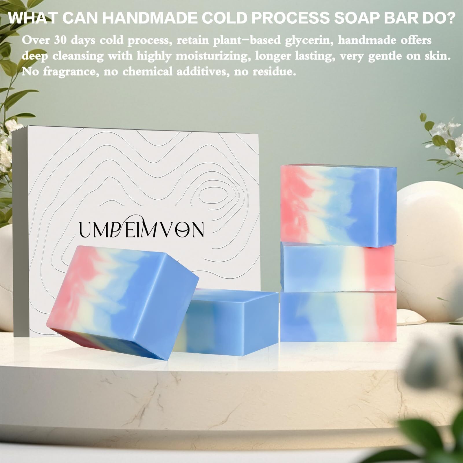5 Pack Marseille Soap Natural Handmade Soap Bar Cold Process, Unscented Olive Oil Soap Ideal For Face, Body And Shave, Infused 72% Olive And 18% Coconut Oil, Moisturize And Soften Skin, 3.53 Oz