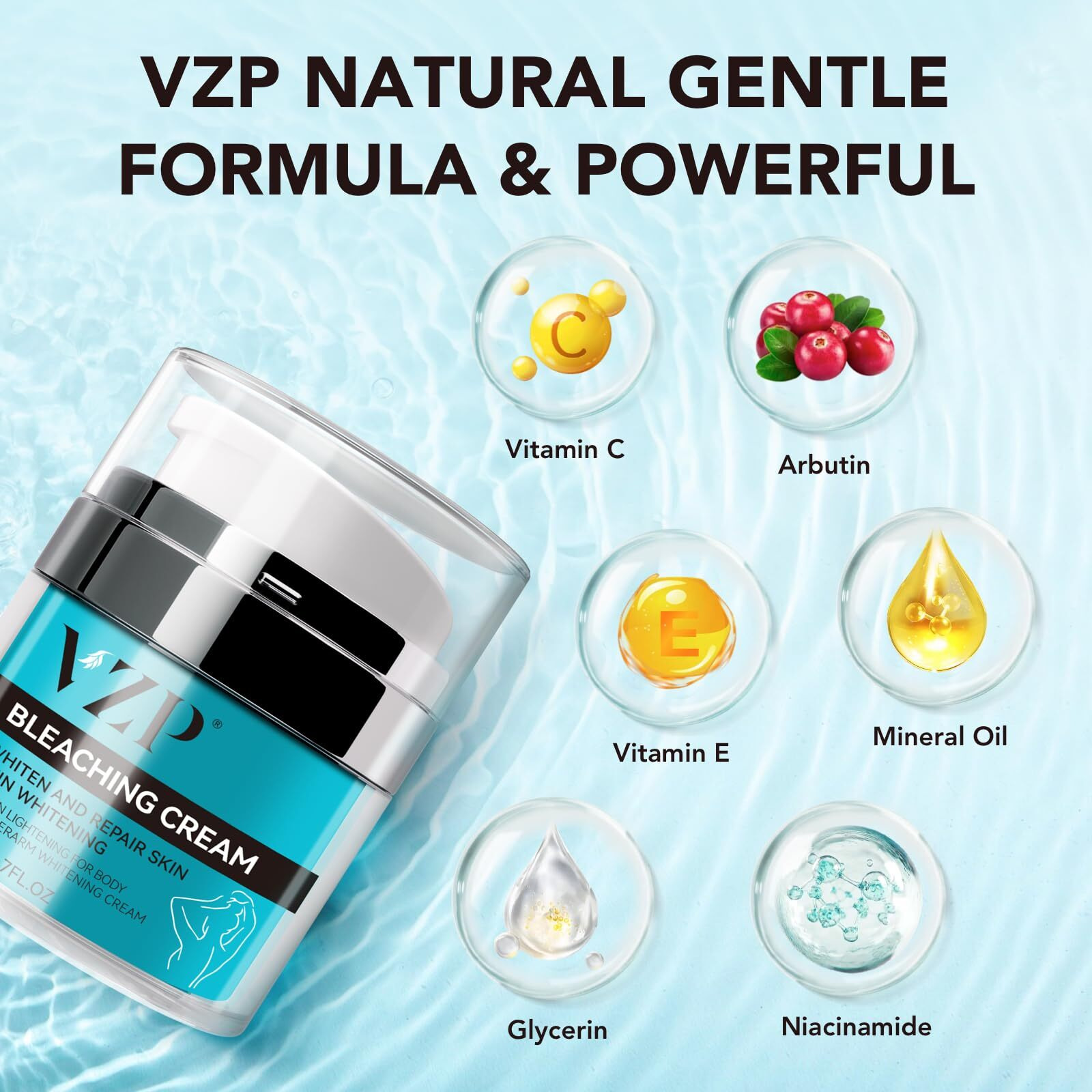 Vzp Skin Lightening Cream, Dark Spot Remover For Face Body Bleaching Cream For Intimate Areas & Body, Vitamin C Whitening For Underarms, Knees, Elbows, Inner Thighs, Bikini Line (1.7 Fl Oz)