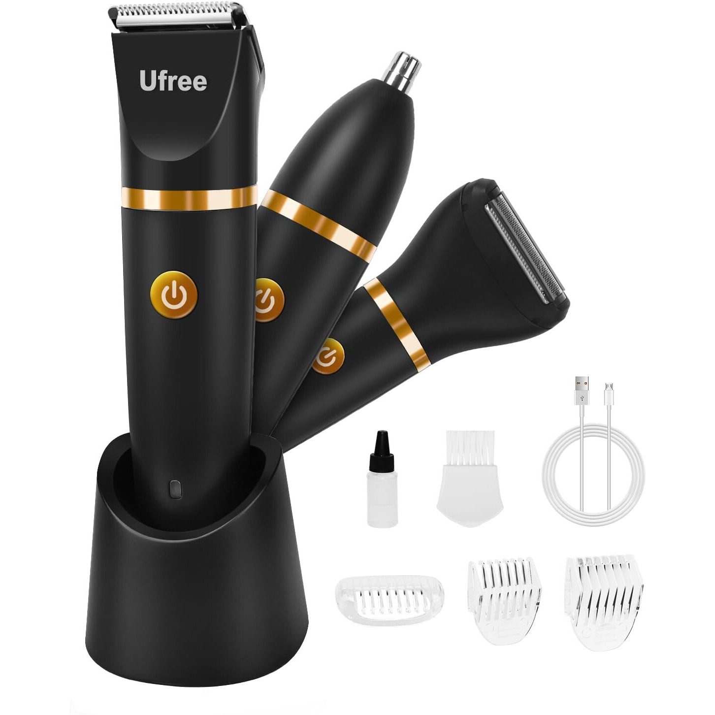 Ufree Body Hair Trimmer For Men, Manscape Ball Pubic Hair Trimmer, 3 In 1 Body Grooming Kit For Groin, Waterproof Body Electric Shaver Razor, Grooming For Face And Body, Gifts For Men, Black