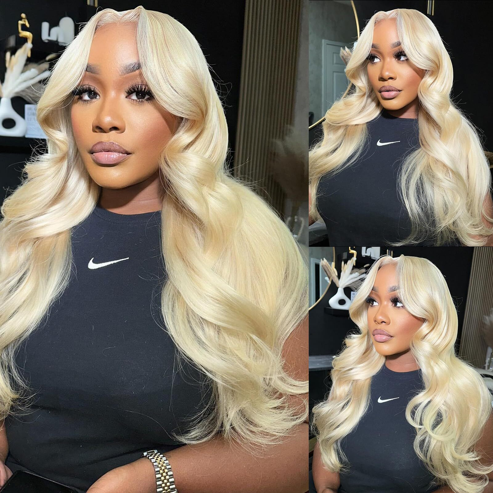 613 Lace Front Wig Human Hair Blonde Wig Human Hair Body Wave 28 Inch 13X6 Hd Transparent Lace Frontal 613 13X6 Frontal Pre Plucked Natural Hairline For Women 200 Density Minimal Shedding Tangle Free
