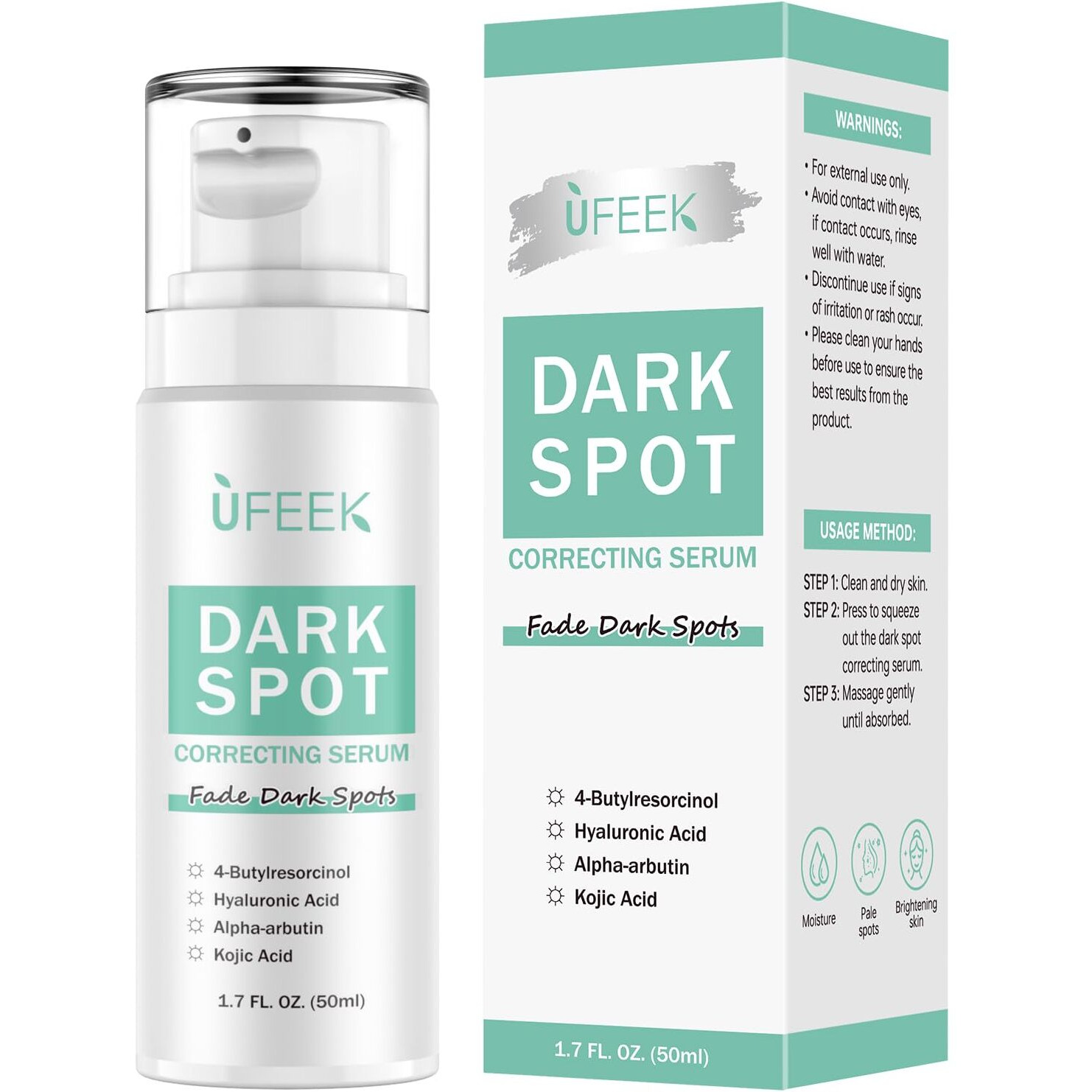 Ufeek Dark Spot Remover For Face And Body Serum, Dark Spot Corrector For Freckles Melasma Age Spot Sun Spot Brown Spot For Women And Men, 1.7 Fl Oz