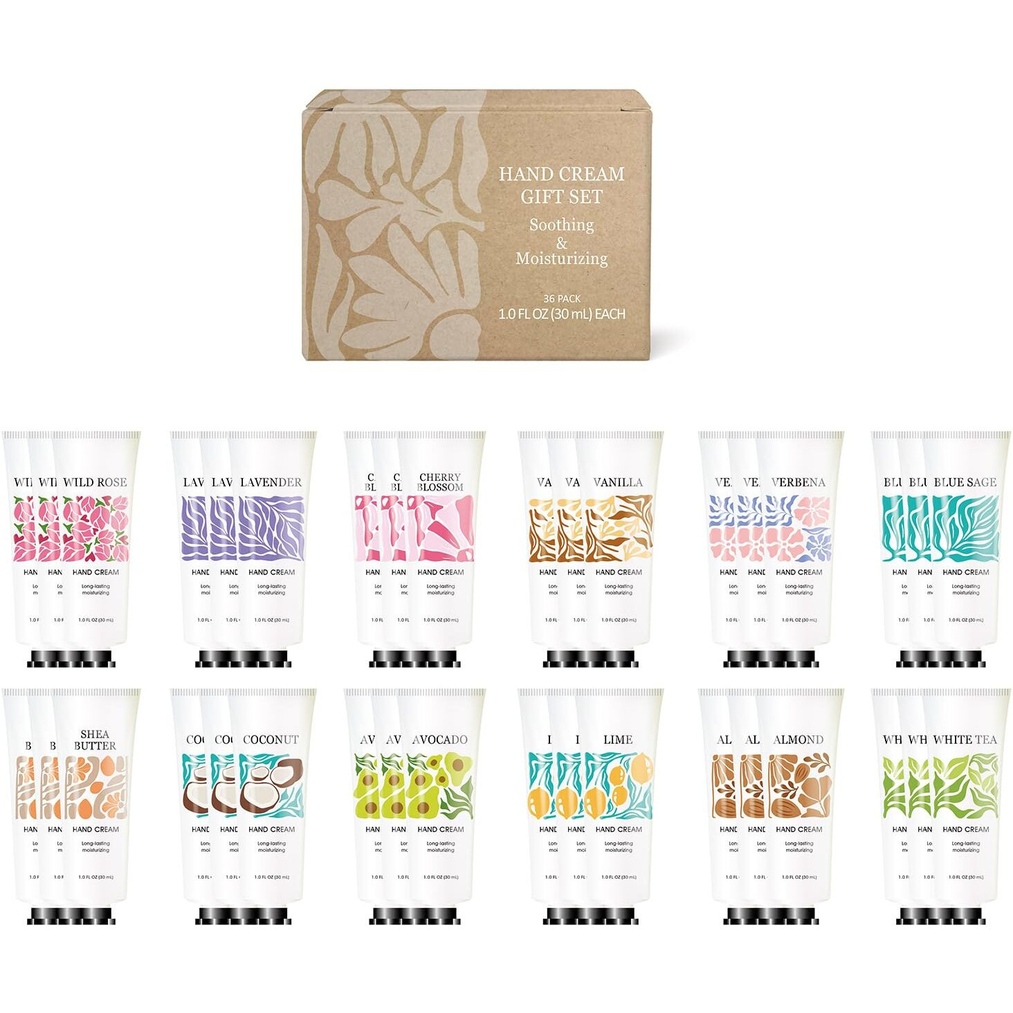 Body & Earth  Love 36 Pack Natural Plant Fragrance Moisturizing Hand Cream For Dry Hands, Mini Hand Lotion With Shea Butter Travel Size Hand Cream Gift Set For Women Birthday Gifts, Bridesmaid Gifts