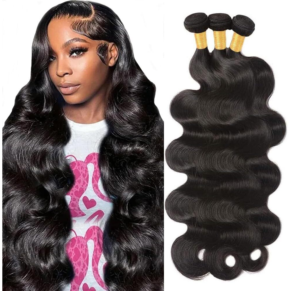 14A Human Hair Bundles Body Wave Bundles Human Hair 22 24 26 Inch 100% Unprocessed Brazilian Virgin Hair Body Wave 3 Bundles Human Hair Extensions For Women Natural Black Quick Weave