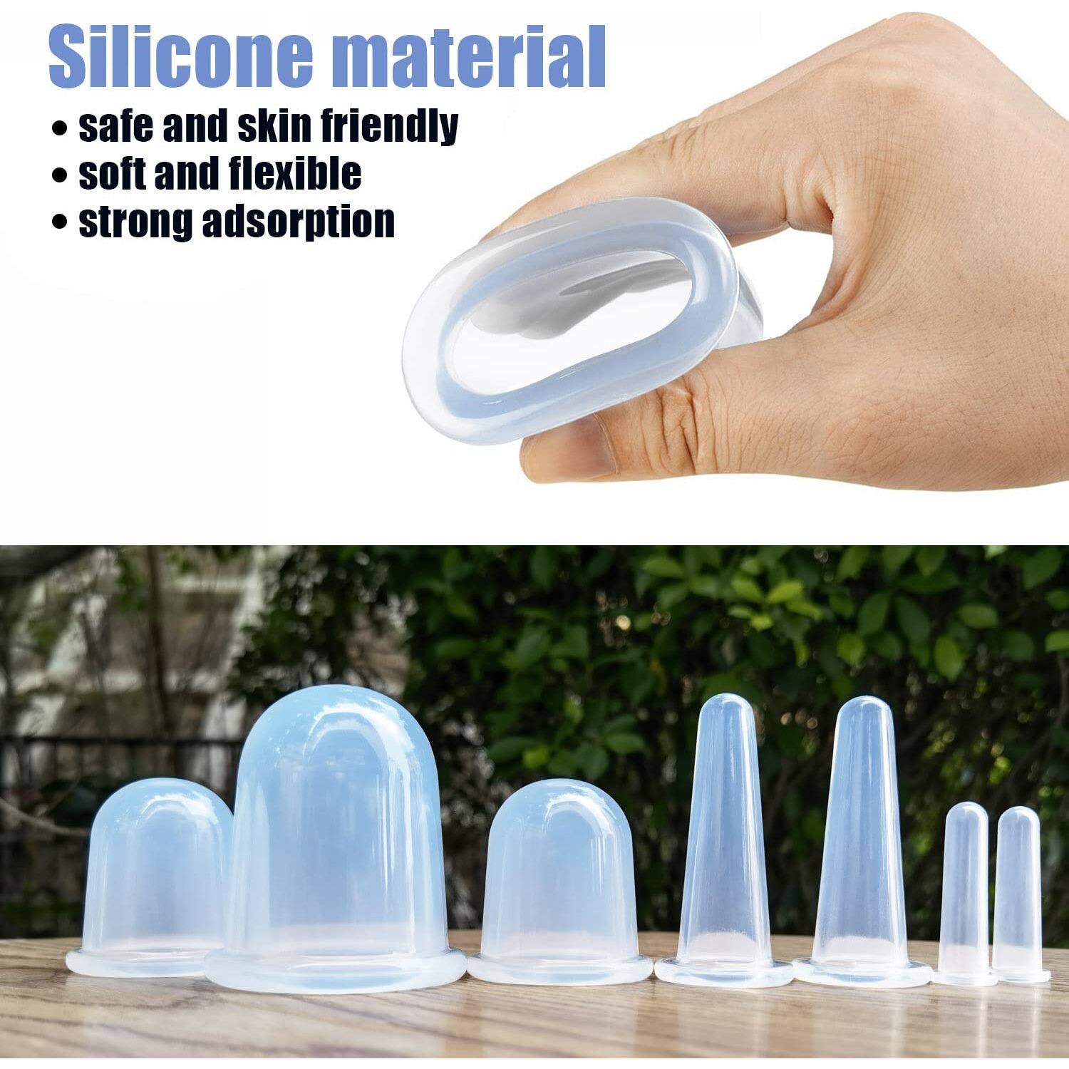 Mafly Silicone Cupping Therapy Set - Facial Cupping Set - Face And Body Cupping Massager - Vacuum Suction Cups - Anti-Cellulite Cup - Amazing Cellulite Remover Home Use 7Pack