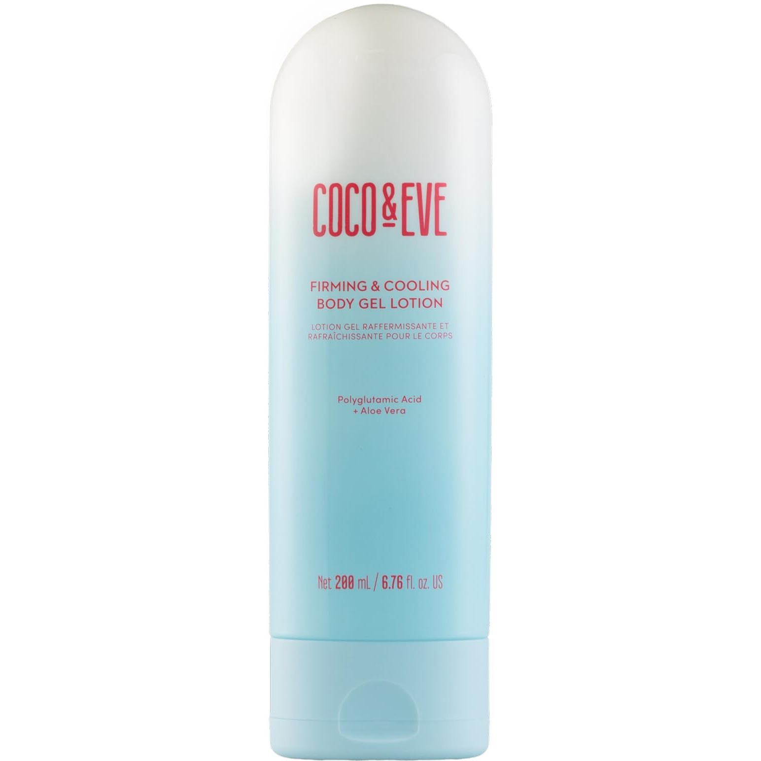 Coco & Eve Firming & Cooling Body Gel Lotion - Aftersun Care With Aloe Vera, Polyglutamic Acid For Sunburn Relief, Hydration & Skin Recovery. Soothing Moisturiser For Sun-Irritated Skin. (6.76 Fl Oz)