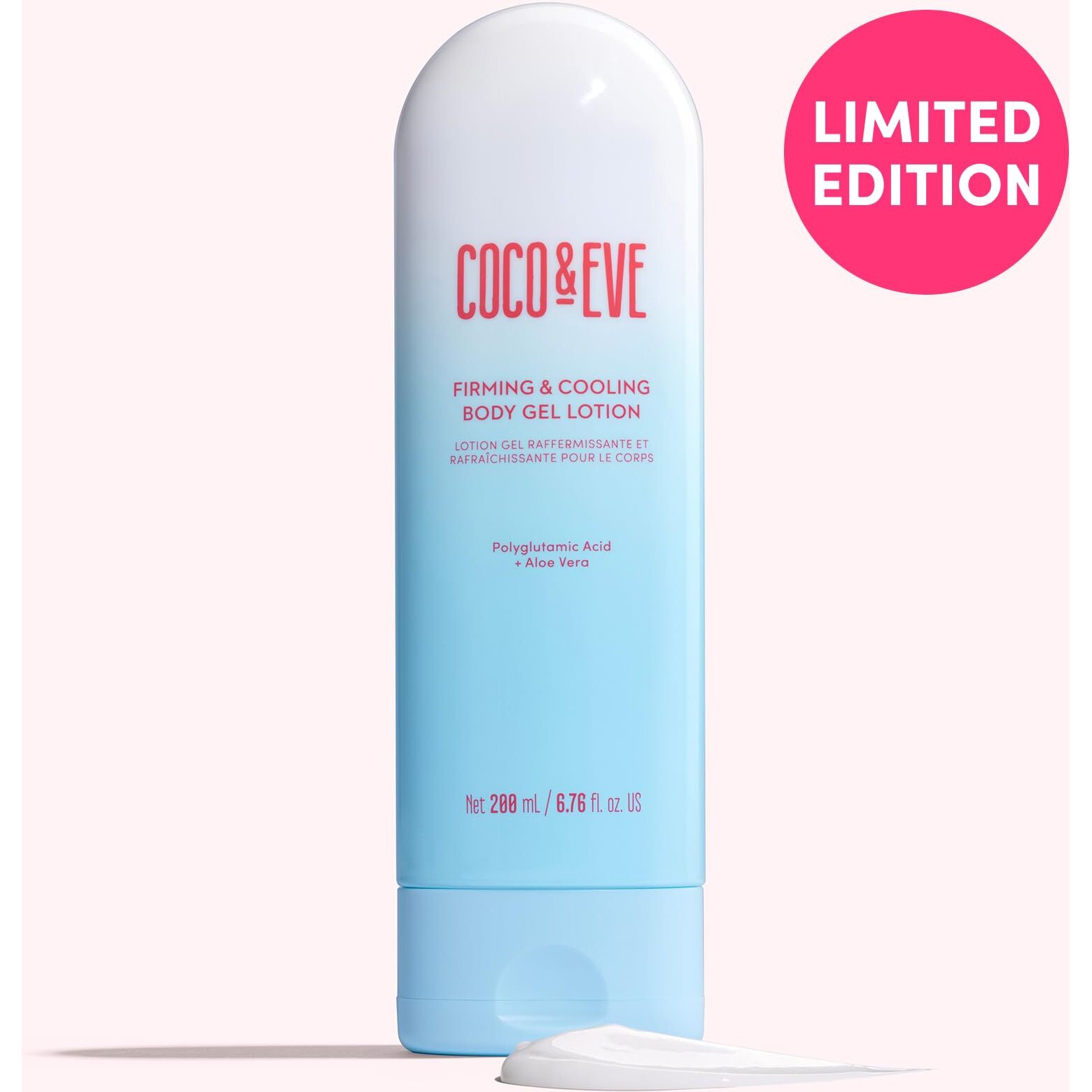 Coco & Eve Firming & Cooling Body Gel Lotion - Aftersun Care With Aloe Vera, Polyglutamic Acid For Sunburn Relief, Hydration & Skin Recovery. Soothing Moisturiser For Sun-Irritated Skin. (6.76 Fl Oz)