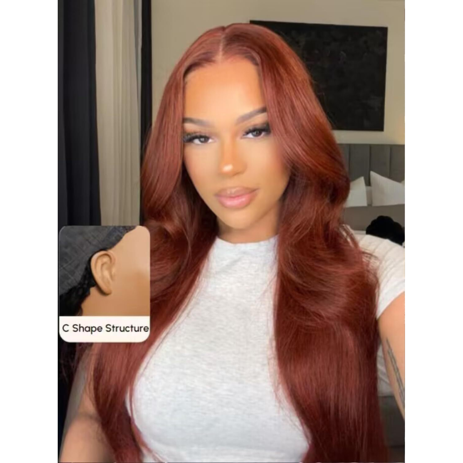 Unice Bye Bye Knots 7X5 Pre Cut Lace Glueless Wig Reddish Brown Body Wave Wig Pre Bleached Invisible Knots Pre Everything Wig Human Hair Wig Pre Plucked 150% Density 24 Inch