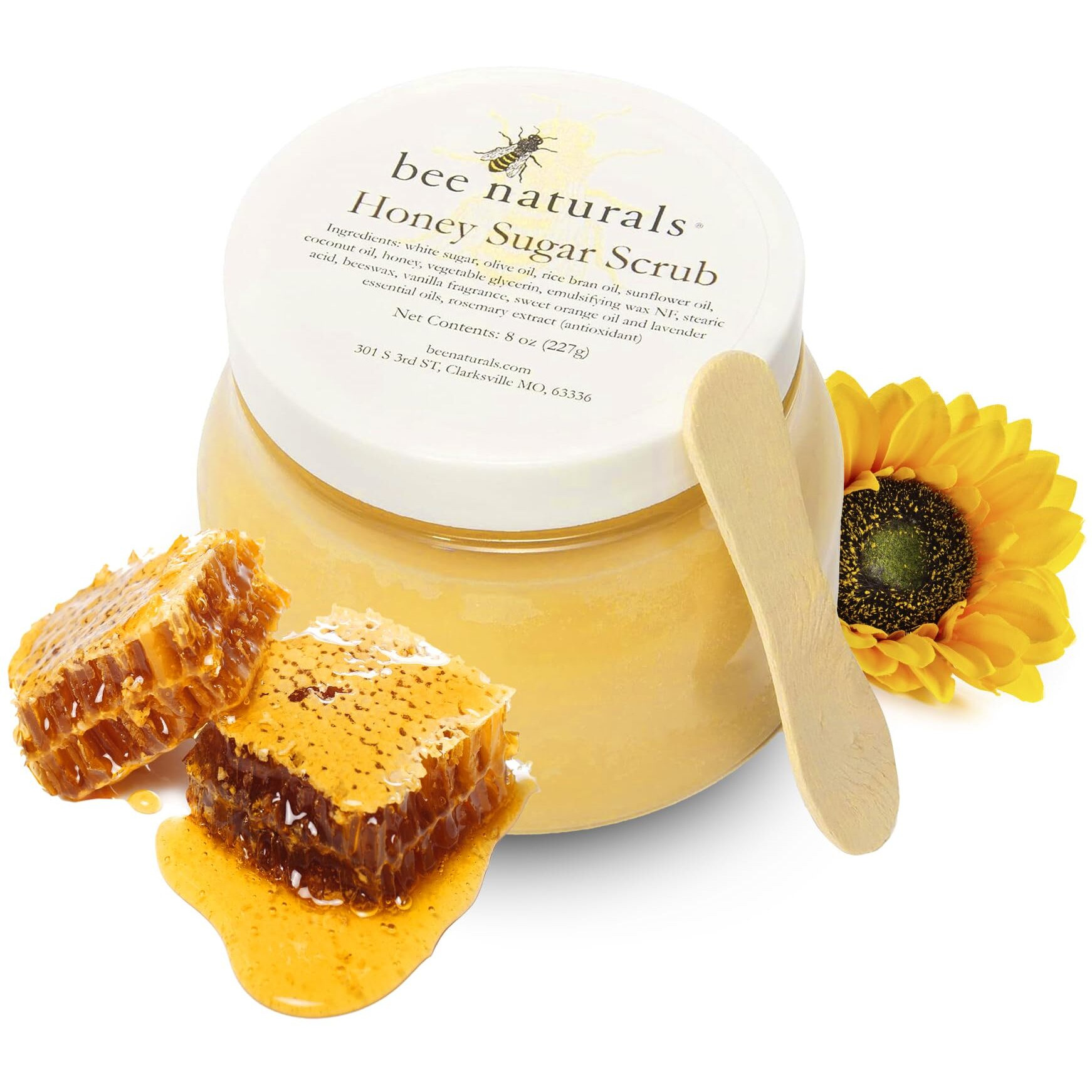Luxurious Honey Sugar Scrub 8Oz - Gentle Exfoliating Blend For Face, Body & Feet With Honey, Coconut & Essential Oils - Nourishing Moisture With Signature Vanilla Fragrance For Radiant Skin
