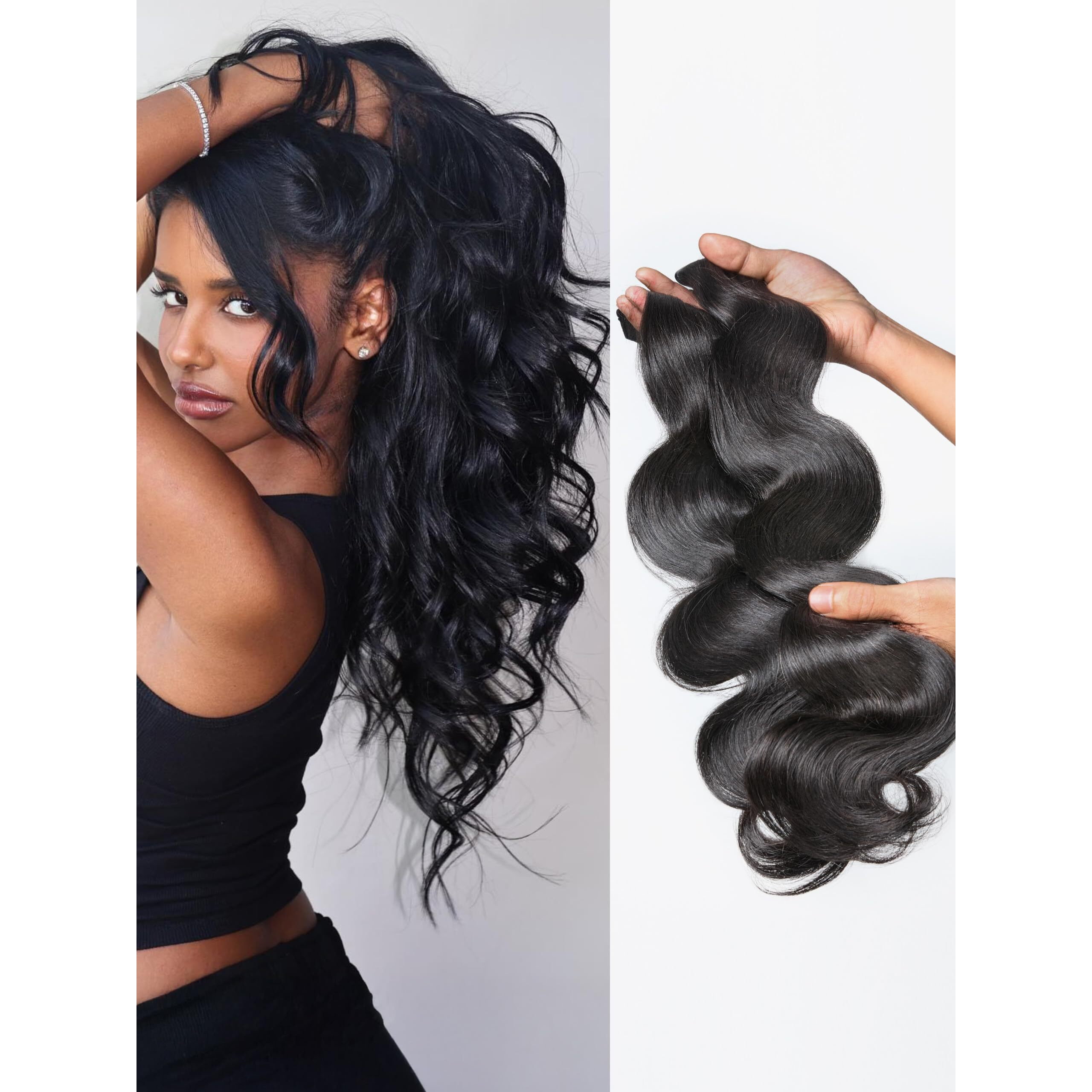 Luvme Invisible Clip In Hair Extensions,Body Wave 20 Inch 2 Pack 220G 14Pcs Human Hair Invisible Clip Ins Hair Extensions Natural Black Hair For Women