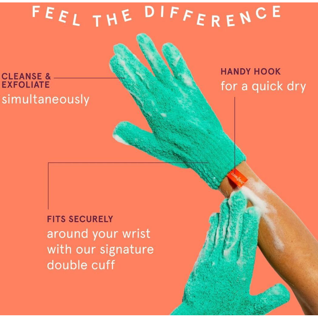 Cleanlogic Bath & Body Exfoliating Glove, Stretchy Bath & Shower Gloves, Reusable Exfoliator Tool For Smooth & Softer Skin, 3 Pairs, 6 Count
