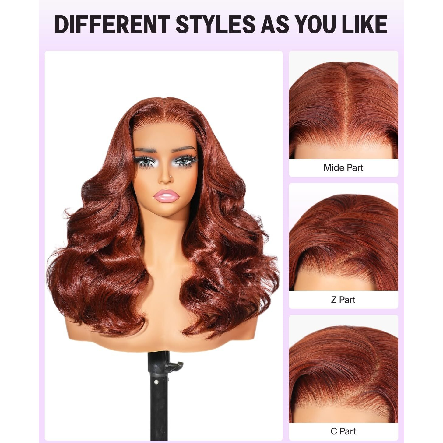 Megalook Hair 6X5 Reddish Brown Lace Front Wigs Human Hair Pre Plucked Glueless Wigs Human Hair With Natural Hairline Hd Lace Frontal Wigs 230% Density Auburn Wig Body Wave Wig For Women 20 Inch
