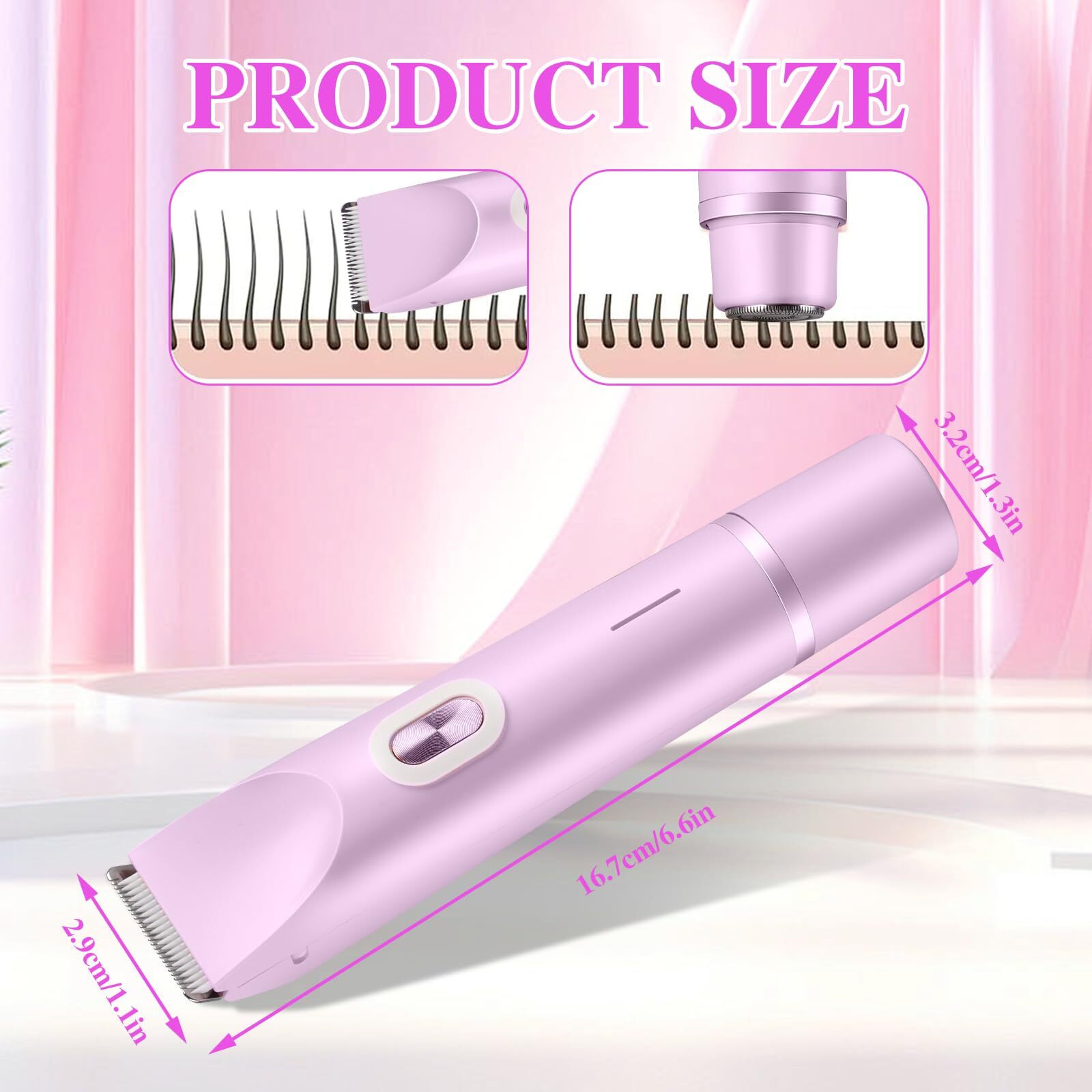 Hehred 2 In 1 Electric Lady Shaver, Dual Head Bikini Trimmer For Women Shaver, Comfort Electric Shaver For Underarm Leg Arm Body Face Hair (Purple)
