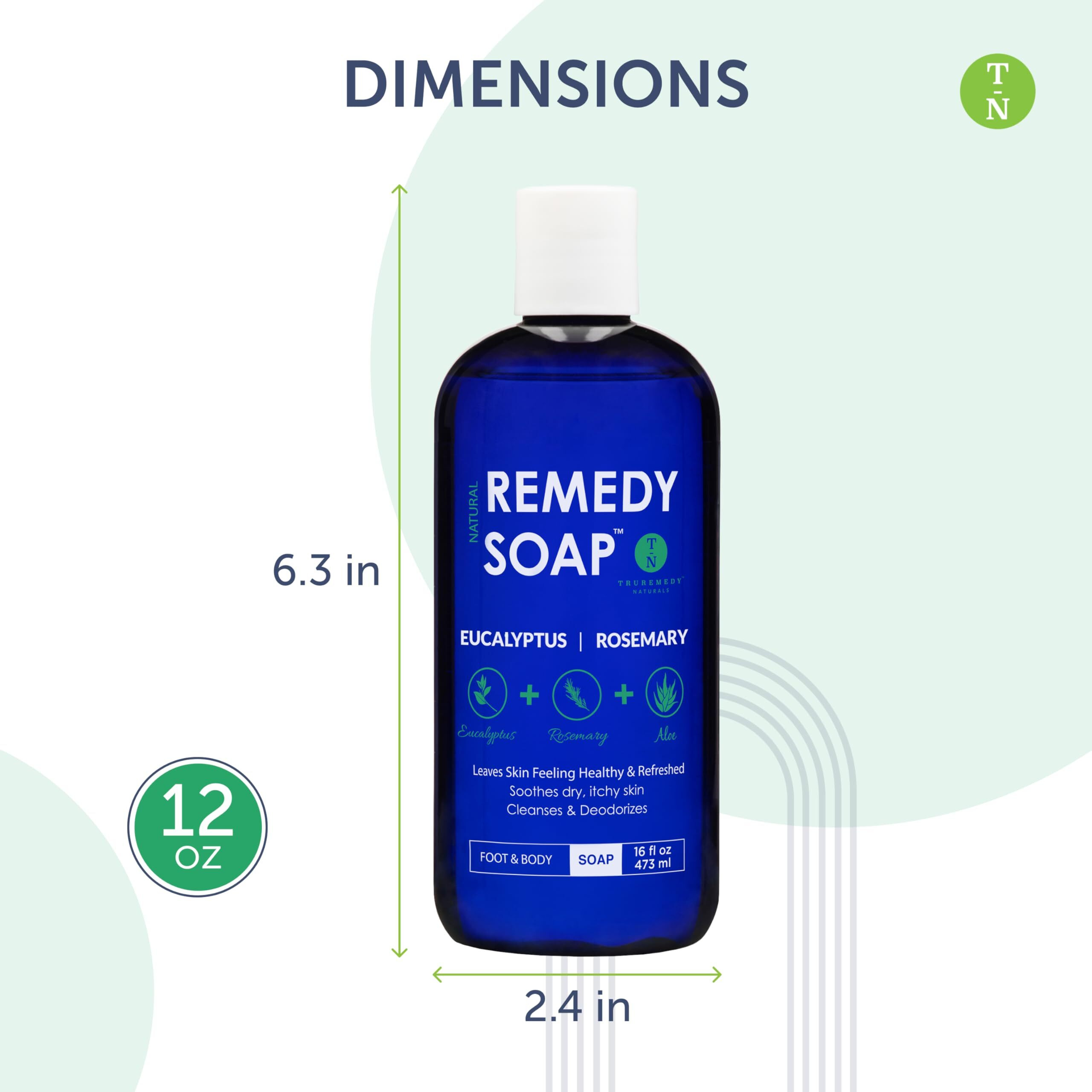 Truremedy Naturals Eucalyptus Rosemary Body Wash - Therapeutic And Relaxing Body Wash For Men And Women - Hydrating And Soothing Shower Gel - Organic Eucalyptus, Rosemary, Jojoba, Aloe - 12Oz