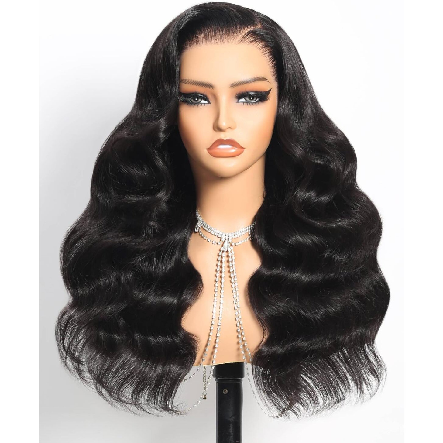 Megalook Hair Glueless 13X6 Lace Front Wigs Human Hair Body Wave Pre Plucked Pre Cut 220% Density Ear-To-Ear Frontal Wigs Human Hair Wear And Go Glueless Drawstring Wig 20 Inch