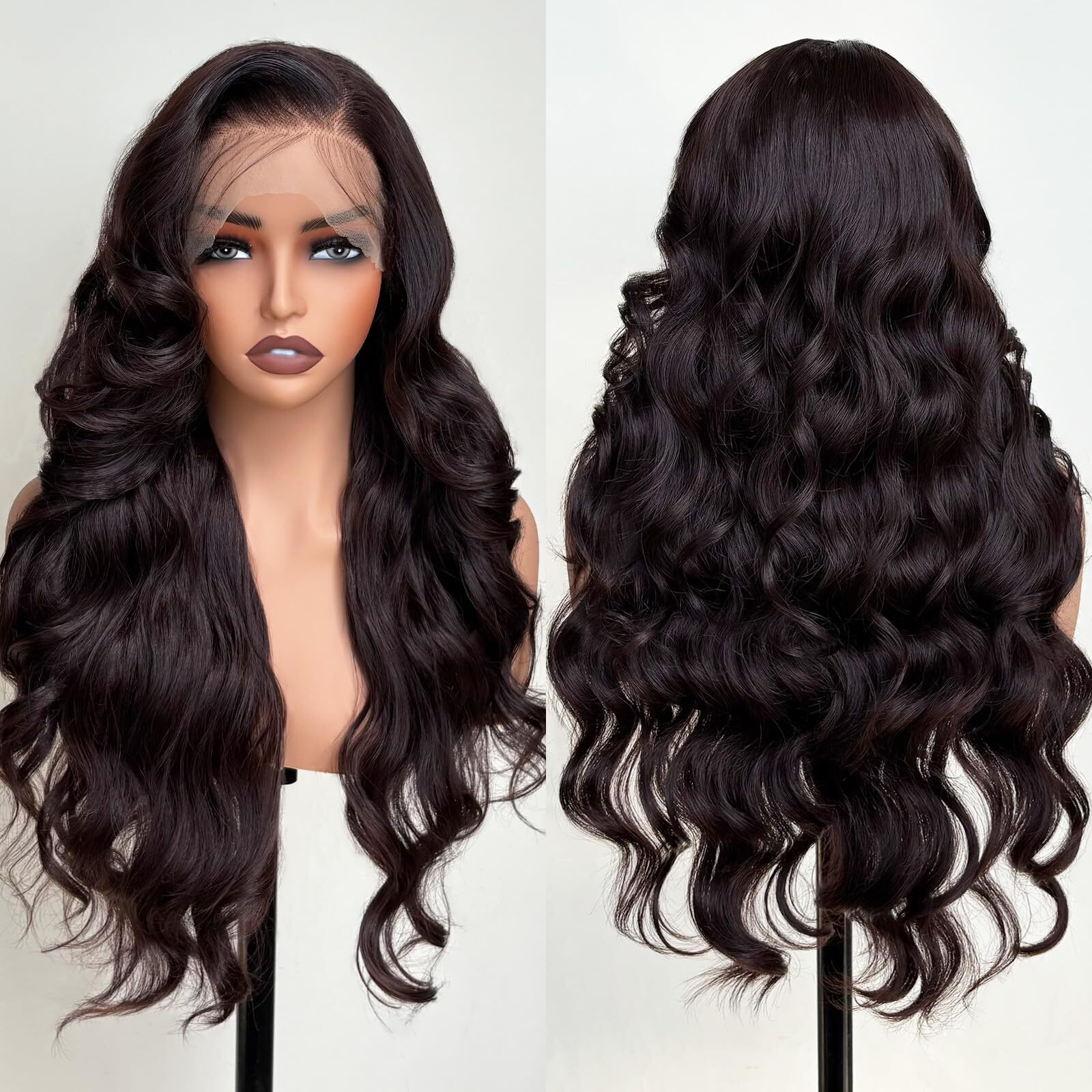 Ugorgeous Wear And Go Glueless Wigs For White Women Black Women 26 Inch Pre Plucked Body Wave - 13  6 Hd Lace Front Synthetic Wig Pre Layered Brown Tiny Knots Lace Natural Hairline Wig