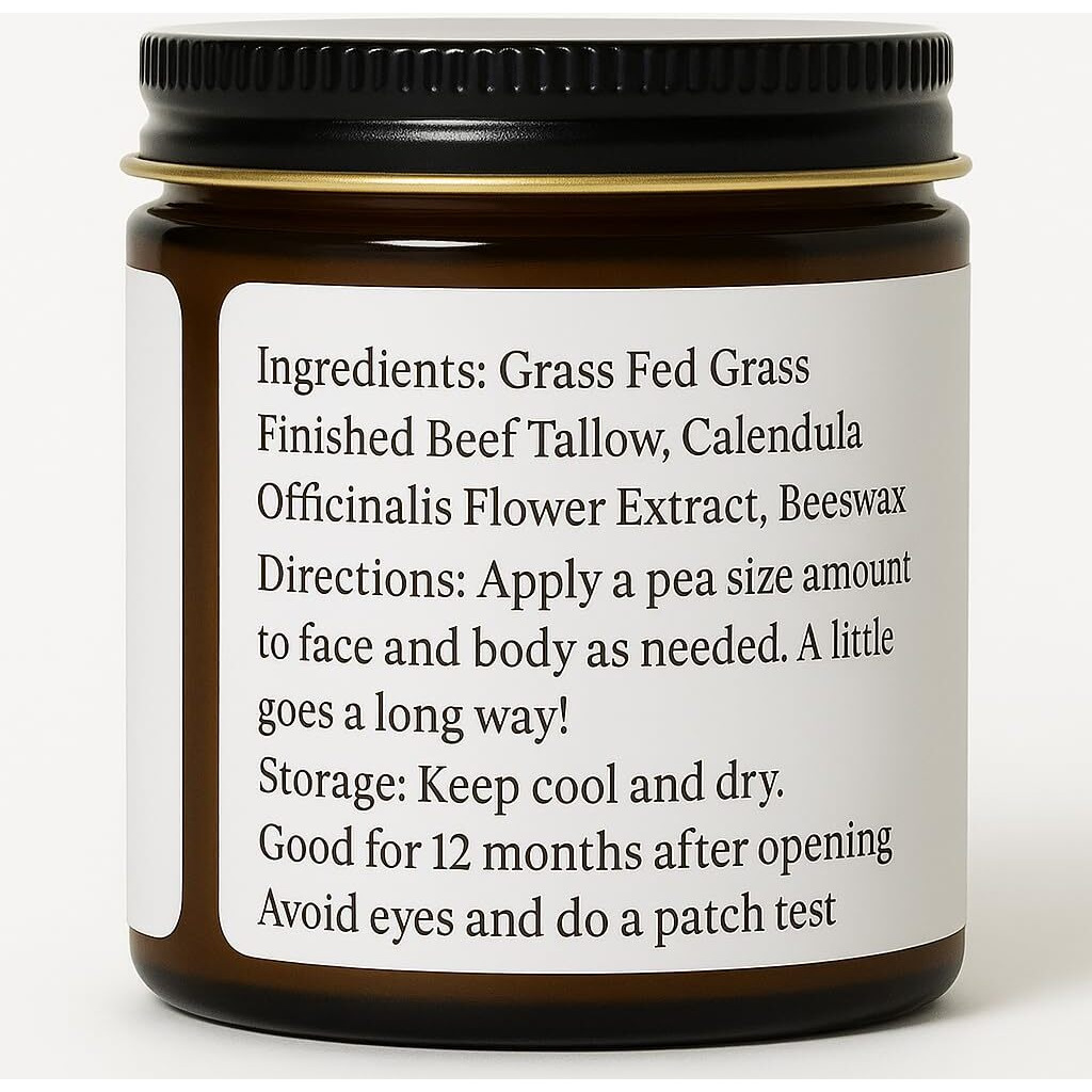 Primal Basics Grass Fed Grass Finished Whipped Unscented (Herb Infused With Calendula) Beef Tallow Moisturizer/Body Balm For Face, Body, Oily, Dry, Sensitive Skin -Contains Vitamins A, D, E, K