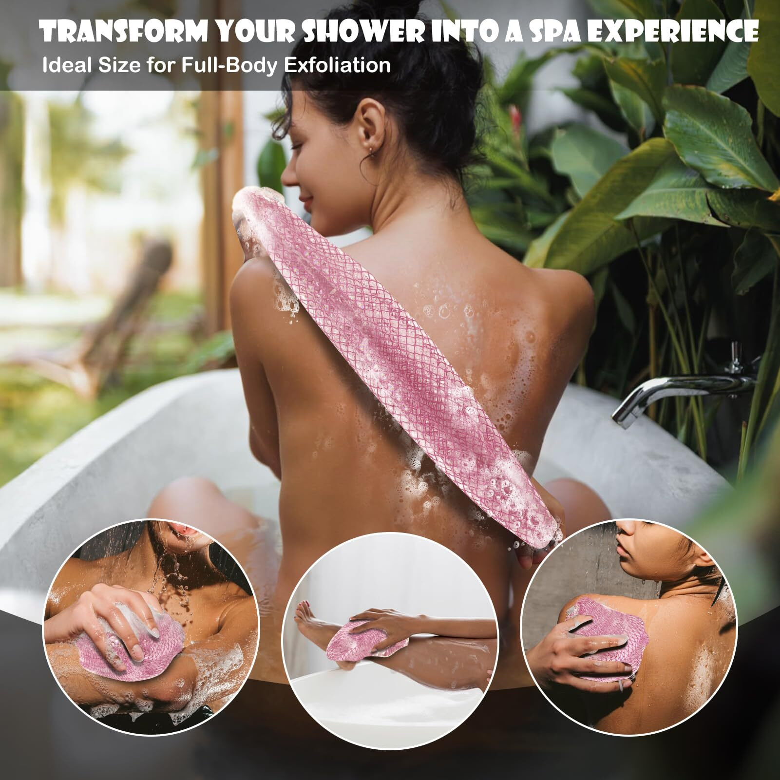 Subsahara African Net Sponge Authentic - 2 Pieces Exfoliating Scrubber For All Skin Types, Ideal For Face & Body Daily Use, Durable, Gentle Exfoliation (Milk White & Meat Powder)