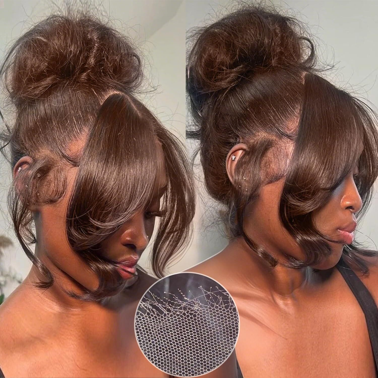 Ffegg 2X6 Skinlike Real Hd Lace Closure Chocolate Brown Human Hair Wig 0.095Mm Ultra-Thin Hd Lace 15A Brazilian Body Wave Virgin Human Hair Lace Closure Wigs For Black Women (24 Inch)