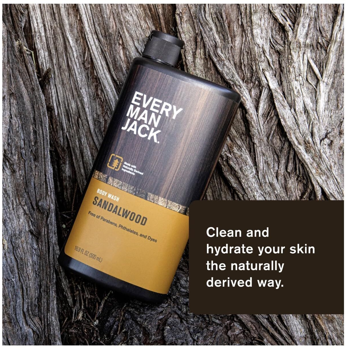 Every Man Jack Body Wash, Sandalwood, 16.9 Fl Oz, Made With Naturally Derived Ingredients