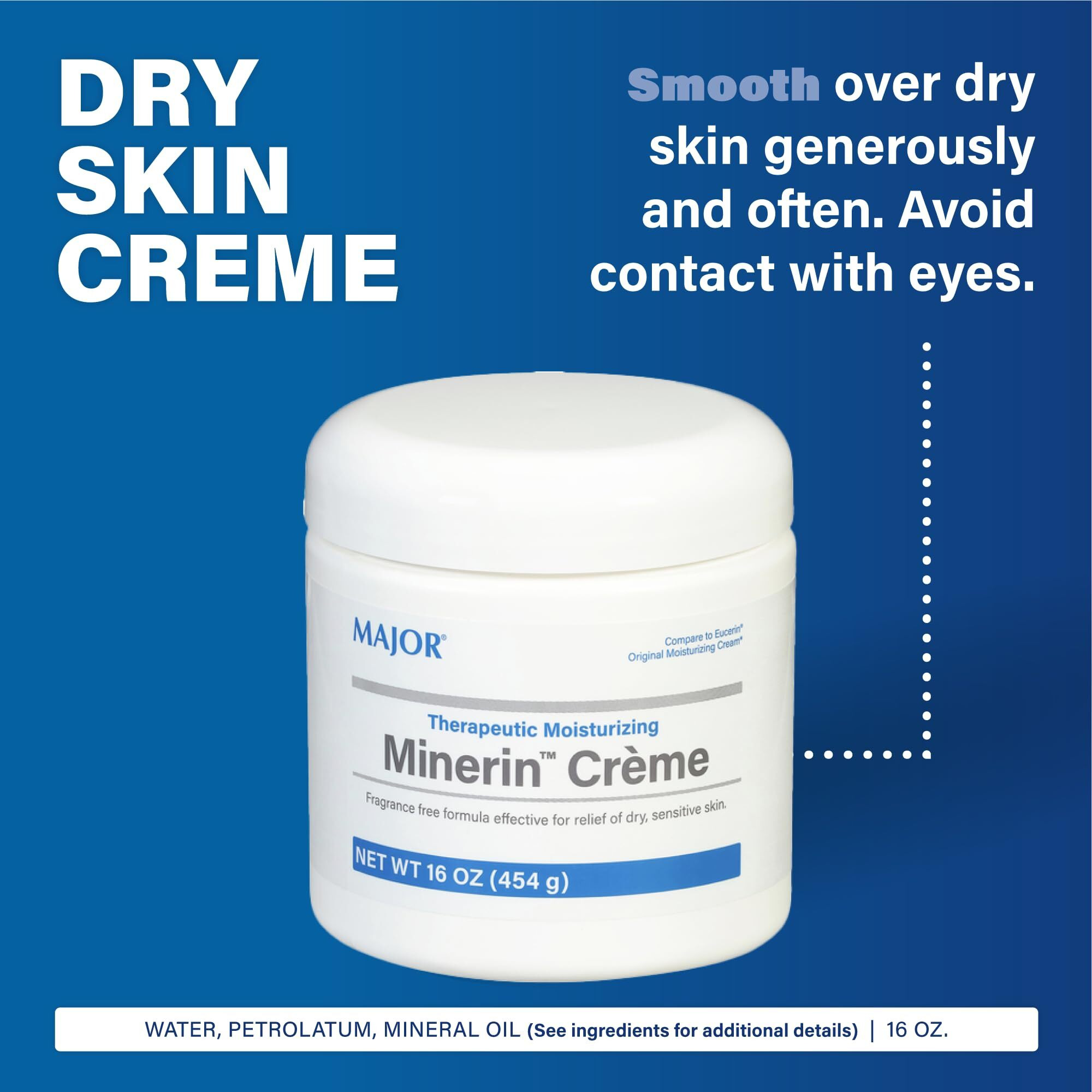 Major Therapeutic Moisturizing Minerin Cr  Me - Body Cream Moisturizer For Dry Skin - Fragrance-Free - 16 Oz. (2 Pack)