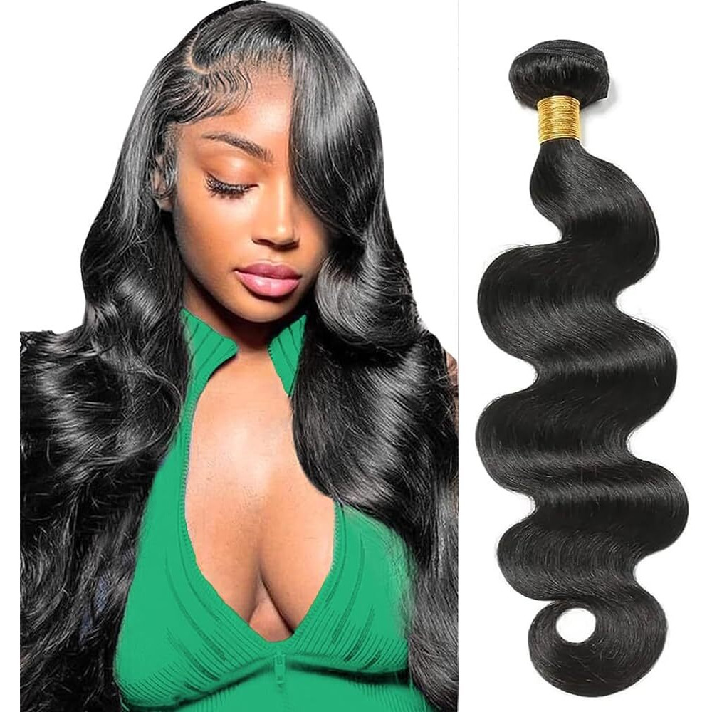 12A Bundles Human Hair 24 Inch 100% Human Hair Quick Weave Body Wave Bundles Natural Black