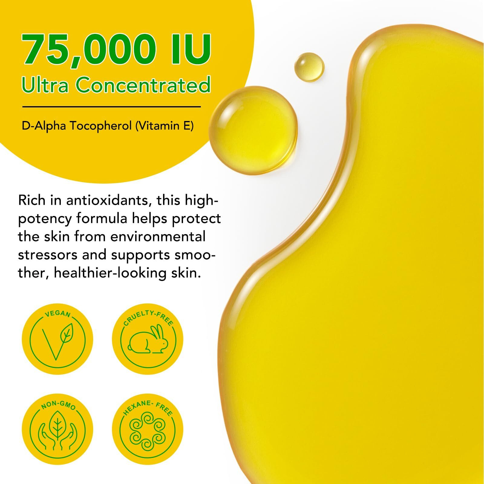 Elbbub Vitamin E Oil - 75,000 Iu Ultra Concentrated - Moisturizes, Fades Scars & Stretch Marks, Anti-Aging & Skin Hydration - For Face, Body, Hair, And Nails