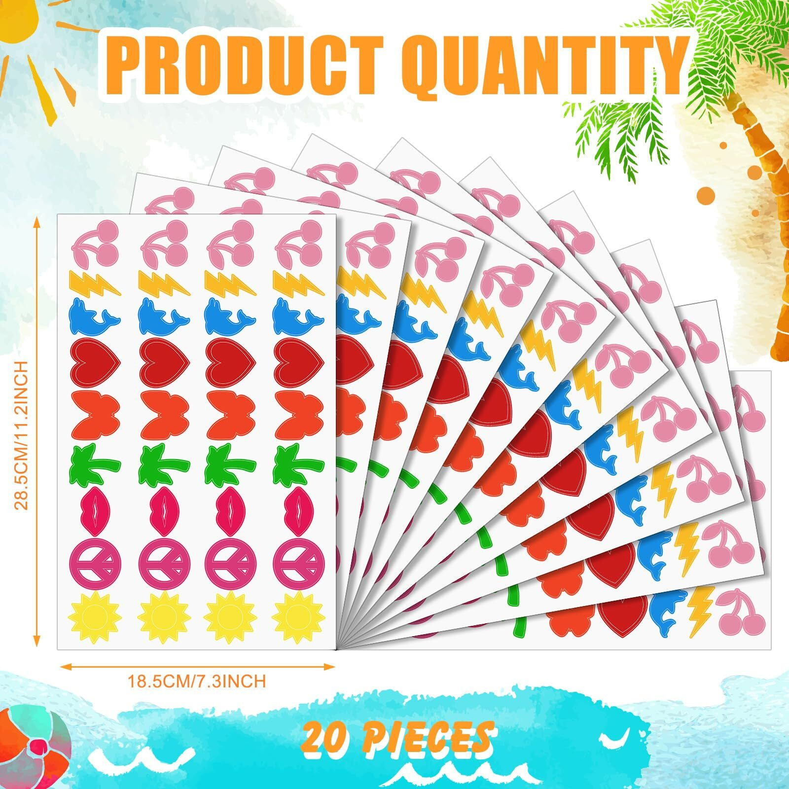 Spakon 720 Pieces Tanning Sunbathing Stickers Perforated Body Self Adhesive Heart Butterfly Lips Tanning Bed Stickers For Face And Beach Accessories 9 Style(Multicolor,Heart)