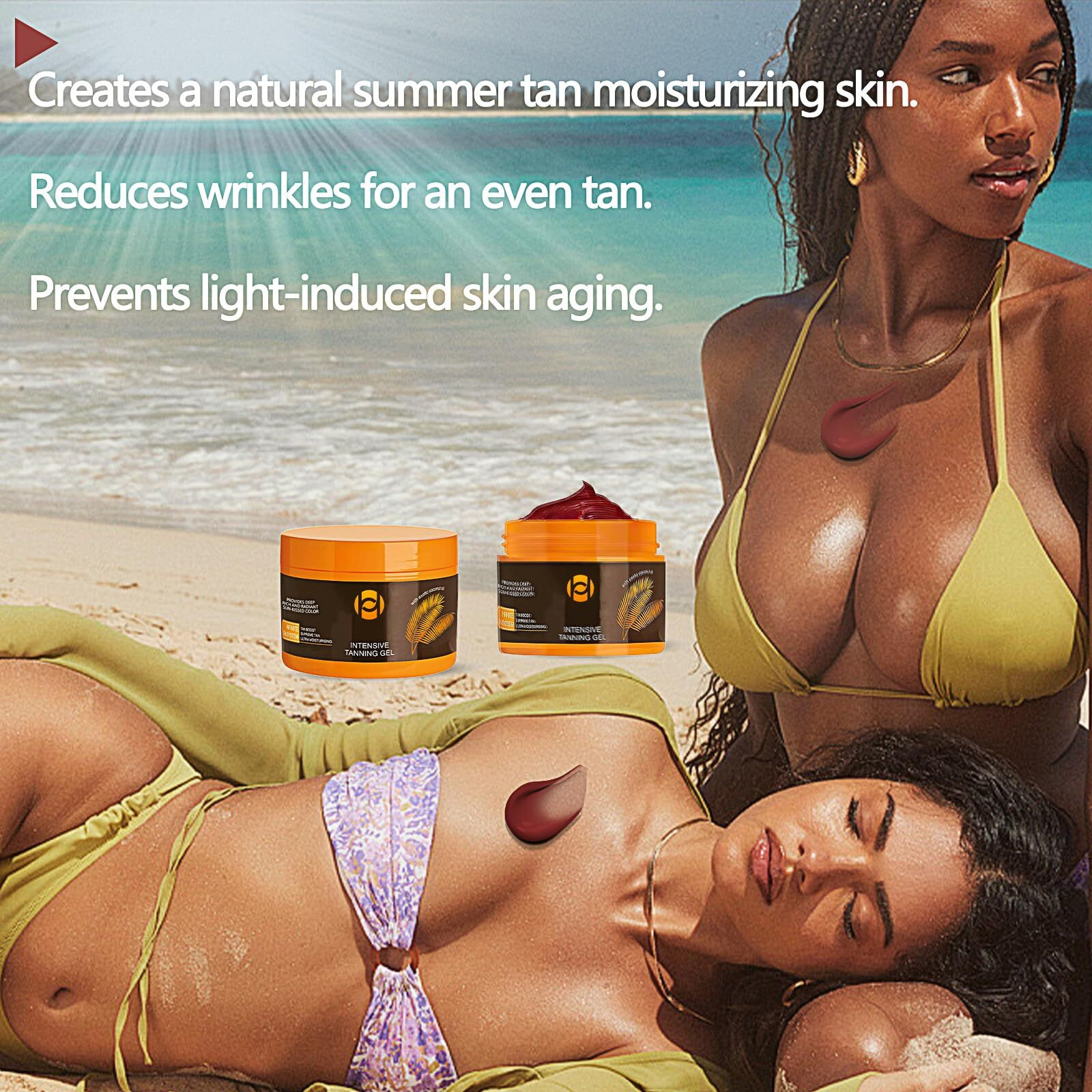 2 Pcs Luxury Intensive Tanning Gel, Instant Tan Enhancer, Natural Tanning Cream Gel For Natural Tan Skin, Tanning Lotion Outdoor, Brown Tanninggel