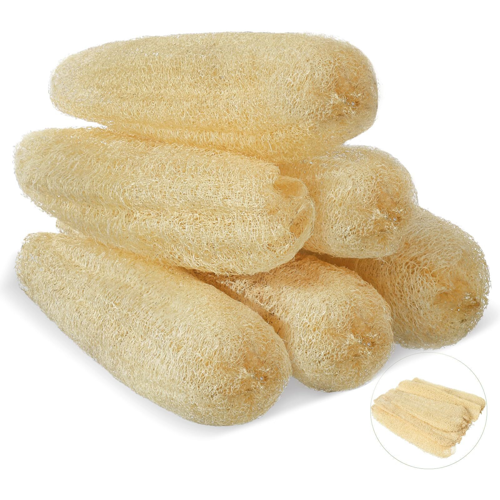 Zhouboat 11.8 Inches Natural Loofah Sponges Pack Of 6, For Kitchen Dishes Body Scrubber