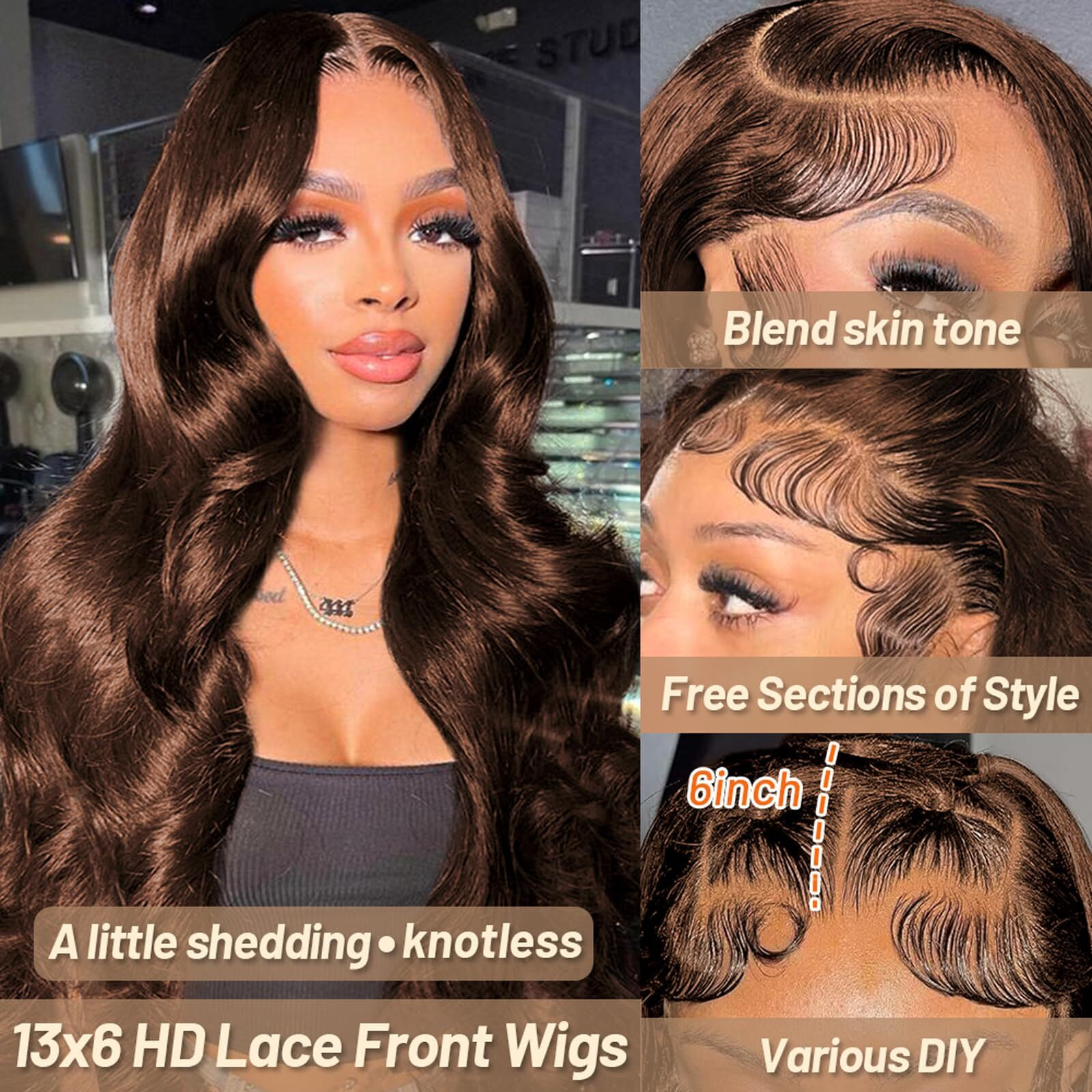 Ozkan 28 Inch Chocolate Brown 13X6 Body Wave Lace Front Wigs Human Hair Pre Plucked With Baby Hair 180% Density Colored Brown Hd Full Frontal Lace Wigs Human Hair For Women