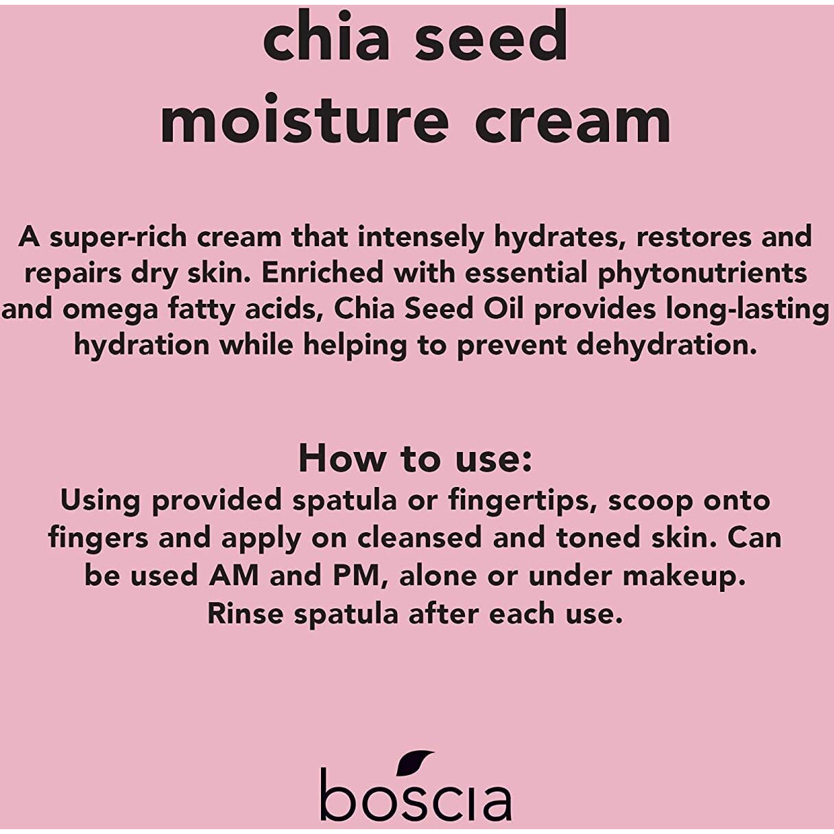 Boscia Chia Seed Moisture Cream - Vegan, Cruelty-Free, Natural Skin Care - Sensitive Skin Face Lotion With Elderberry, Vitamin A, Vitamin B6, Vitamin C & Vitamin E - For Dry Skin Types - 1.61 Oz