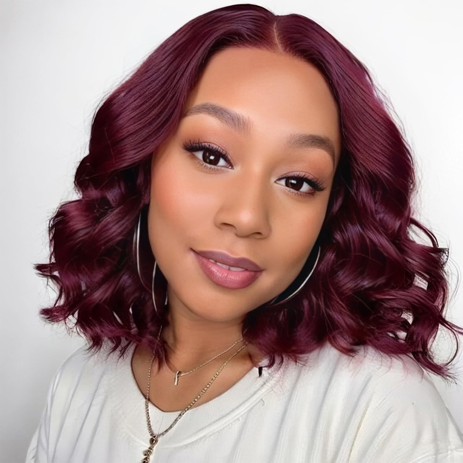 Recool Loose Body Bob Wig 99J Burgundy Short Body Wave Human Hair Wig For Black Women 5X6 Hd Glueless Lace Front Wigs Pre Plucked With Baby Hair Bleached Knots Wine Red Wigs 14Inch