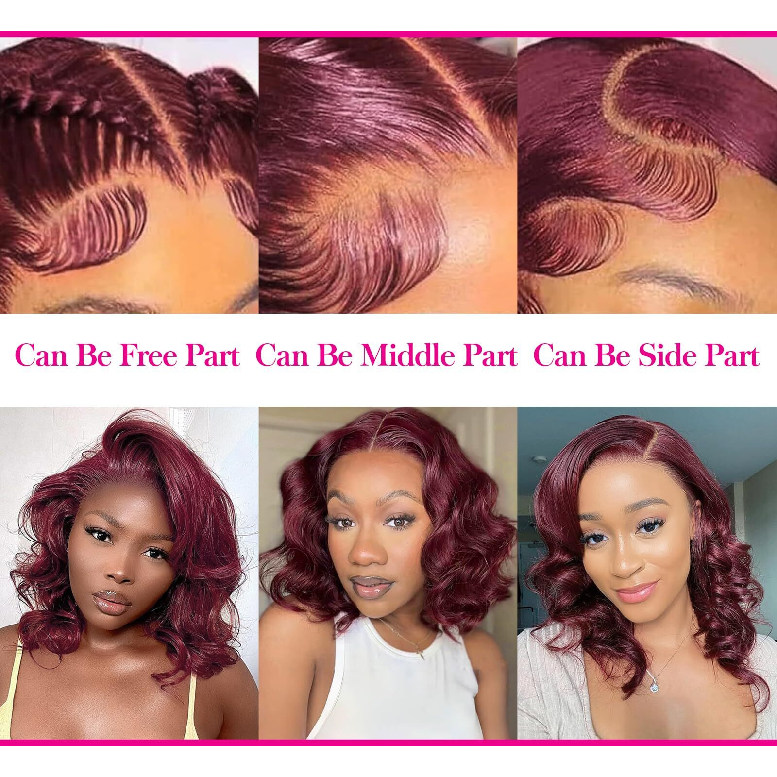 Recool Loose Body Bob Wig 99J Burgundy Short Body Wave Human Hair Wig For Black Women 5X6 Hd Glueless Lace Front Wigs Pre Plucked With Baby Hair Bleached Knots Wine Red Wigs 14Inch