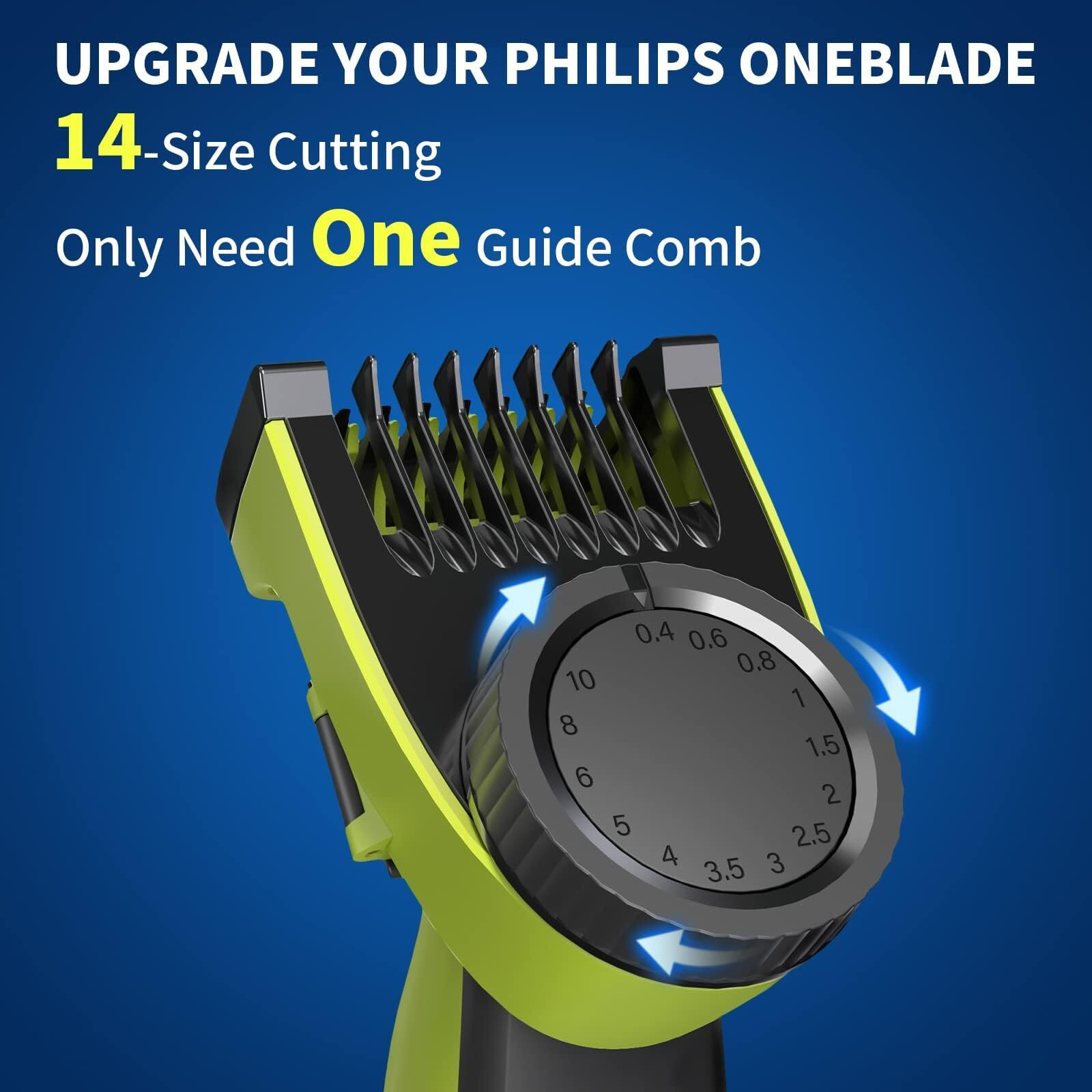 14-In-1 Adjustable Guards Comb, Attachment For Hybrid Electric Trimmer Qp2520 Qp2530 Qp2620 Qp2630, From 0.4 To 10Mm Precision Length, With Body Comb And Skin Guard