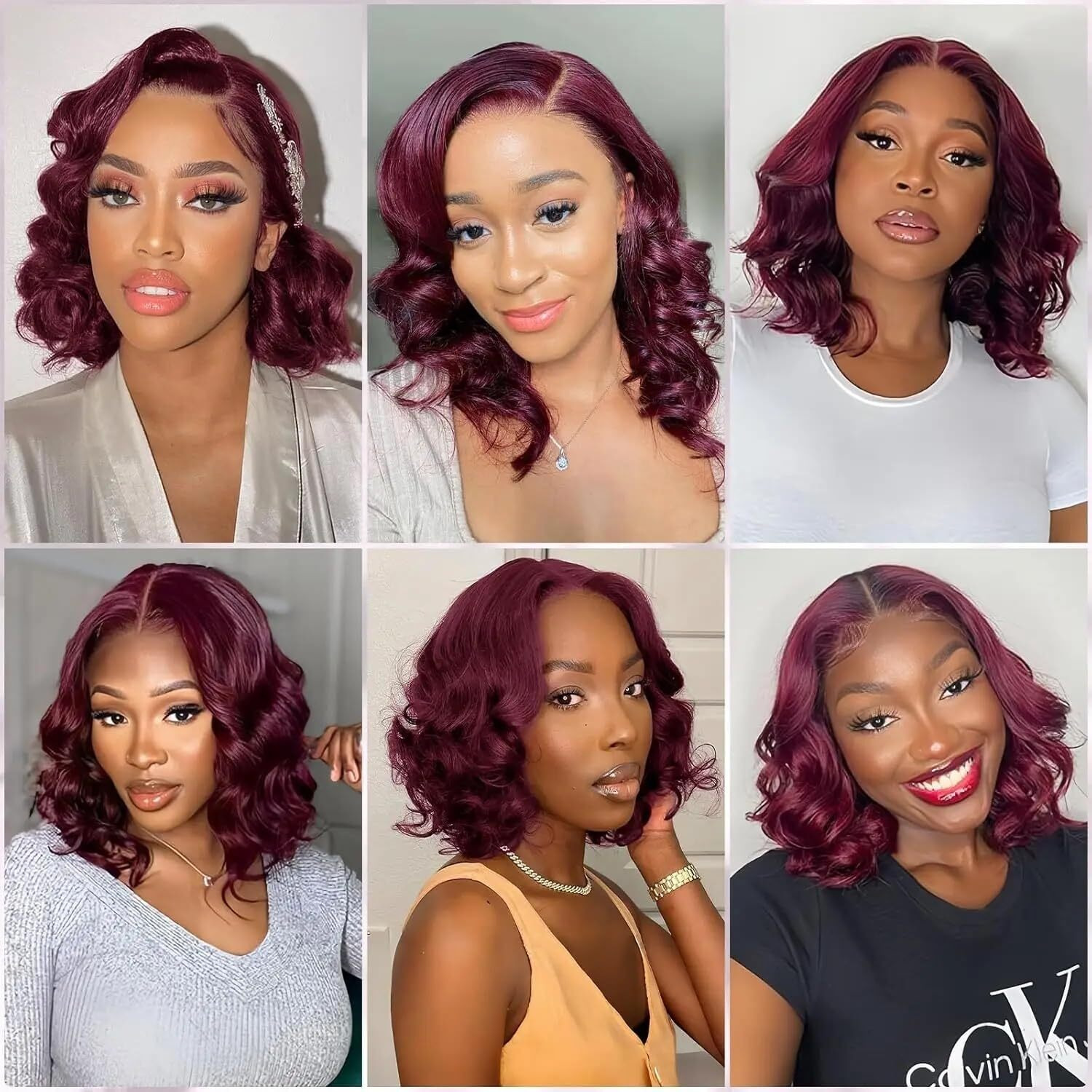 99J Burgundy Glueless Body Wave Bob Wig Human Hair 200% Density With Baby Hair 4X4 Hd Lace Closure Wigs For Black Women Wear And Go Glueless Bob Wig (16 Inch)