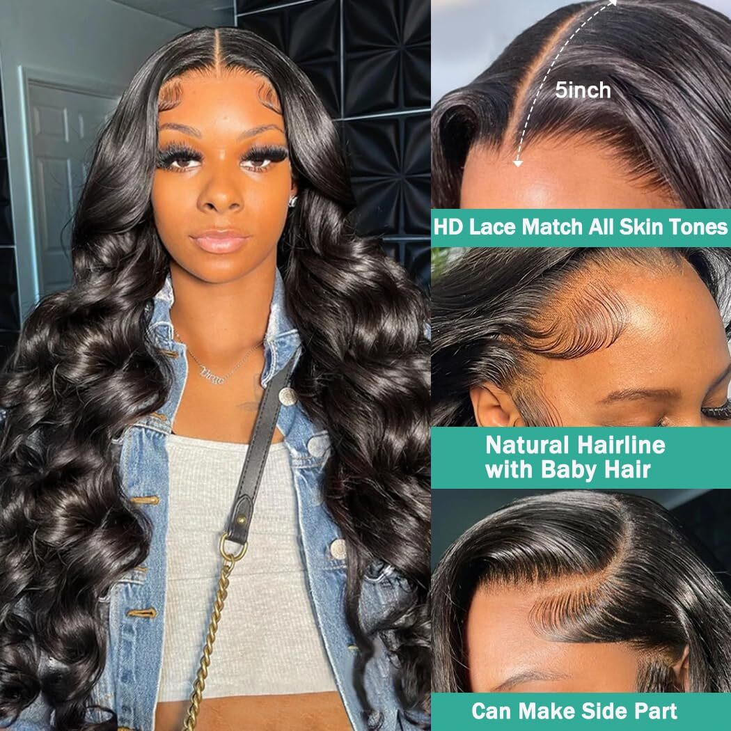 Twigoal Glueless Wigs Human Hair Pre Plucked Pre Cut Body Wave 5X5 Hd Lace Closure Wigs Human Hair Body Wave Lace Front Wigs Wear And Go Glueless Wigs For Beginners 32Inch