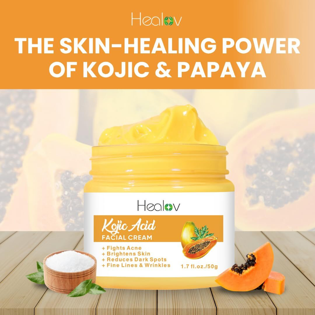 Kojic Acid Cream - Skin Brightening Cream For Age Spots, Hyperpigmentation, Intimate Areas - Dark Spot Remover, Reduces Acne, Scars, And Evens Tone - Kojic Acid Lotion For Brighter, Glowing Look