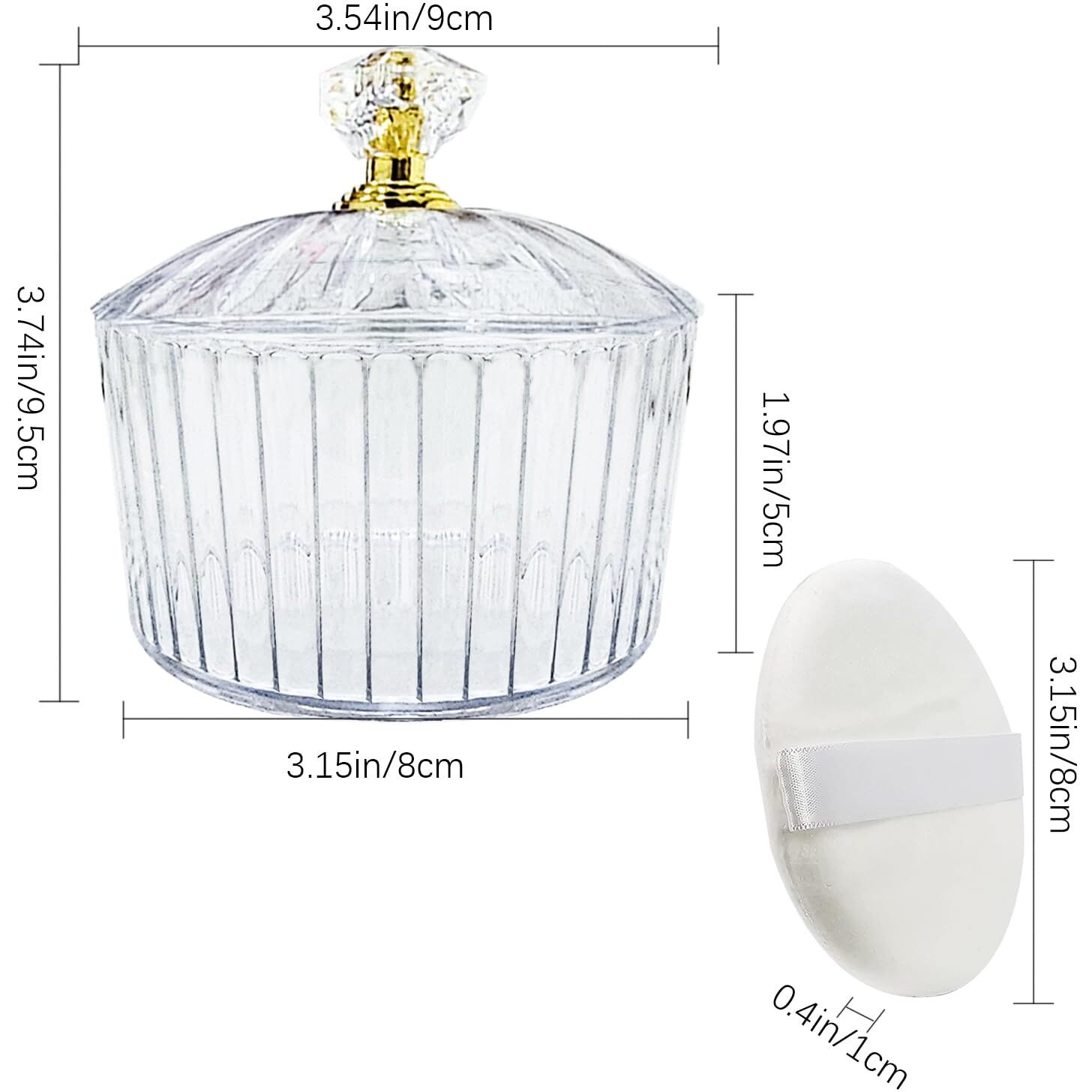 3 Pcs Body Face Plastic Powder Puff And Container Dish Fluffy Soft Large Powder Puff For Women(Roman Jar Shape)