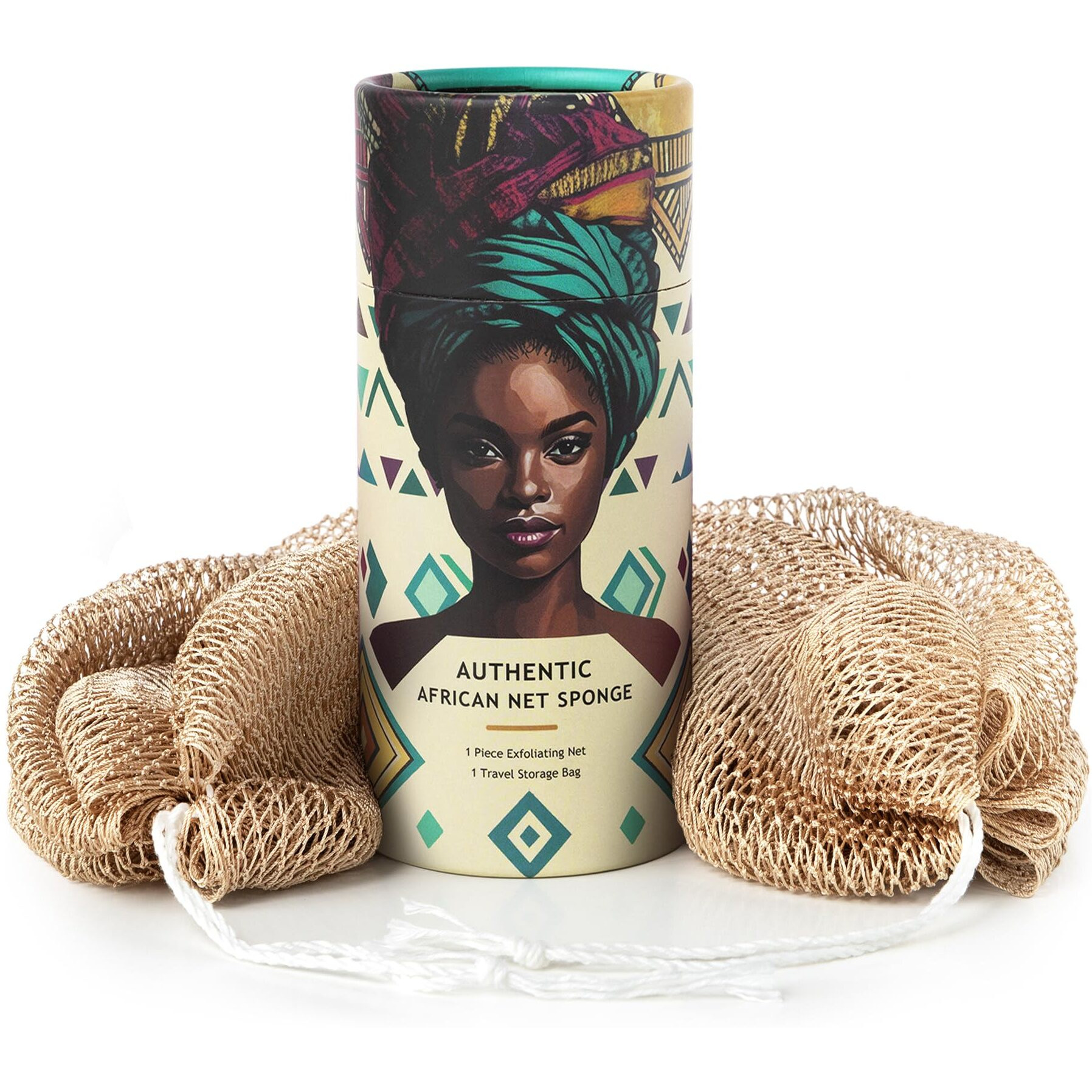 African Net Sponge Authentic With Knots - Afroscrub Exfoliating Net Sponge For Body Scrubber Exfoliator - Real African Bath Back Scrubber Washcloth Travel Protable And Dry Quickly