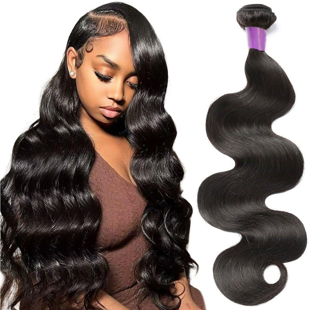 Body Wave Bundles Human Hair 28 Inch 1 Bundle Human Hair 12A 100% Unprocessed Brazilian Virgin Human Hair Extensions For Women Natural Black