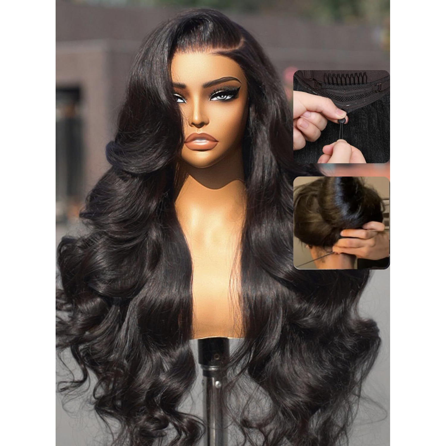 Nadula 13X4 Lace Front Body Wave Glueless Wig With Elastic Drawstring Pre Everything Transparent Lace Frontal Human Hair Pre Plucked/Cut Lace/Bleached Knots For Friendly & Beginners 20Inch