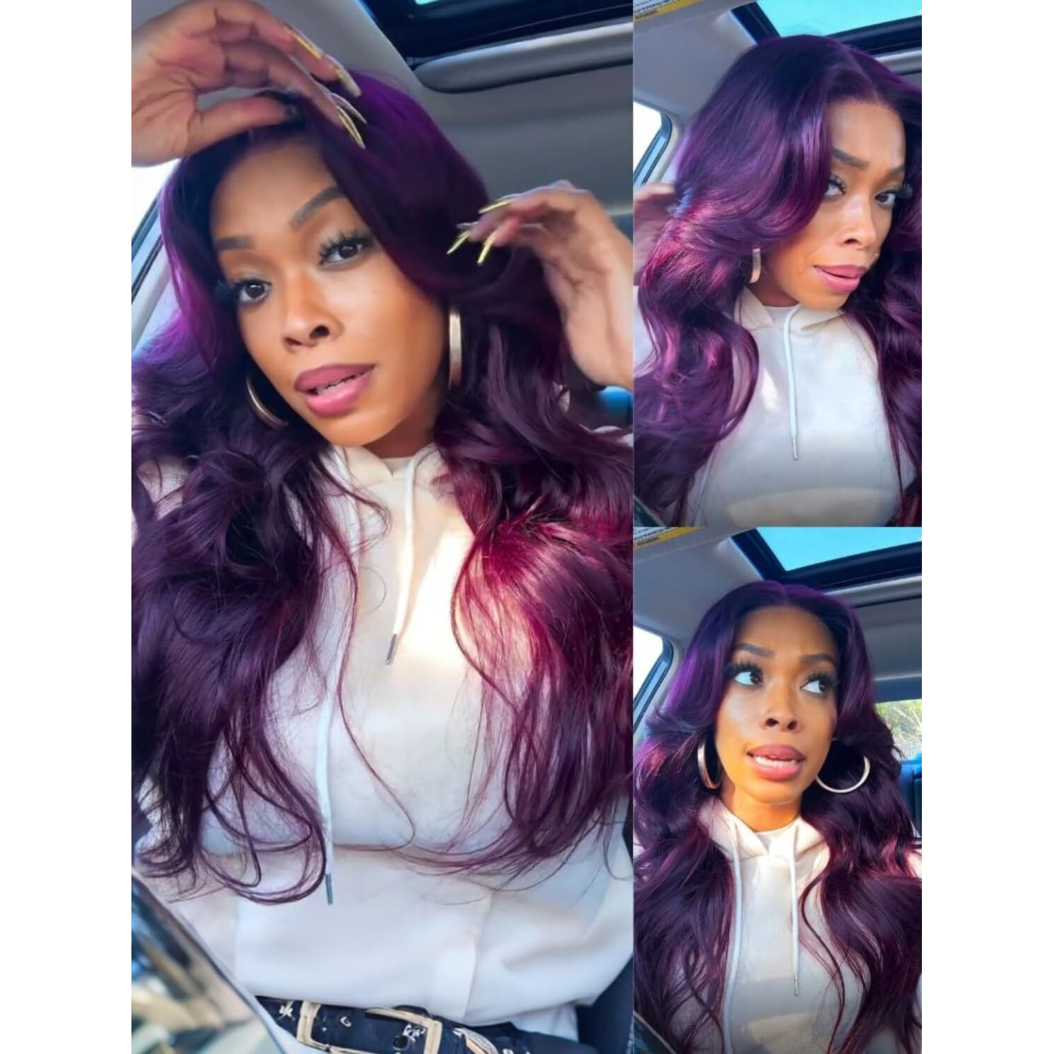 Nadula Bye Bye Knots Glueless Black Cherry Loose Body Wave Drawstring Wigs Human Hair With With Face Framing Bangs, Pre Cut 7X5 Hd Lace Front Wigs Pre Plucked Ready To Wear Wig 180% Density 18Inch