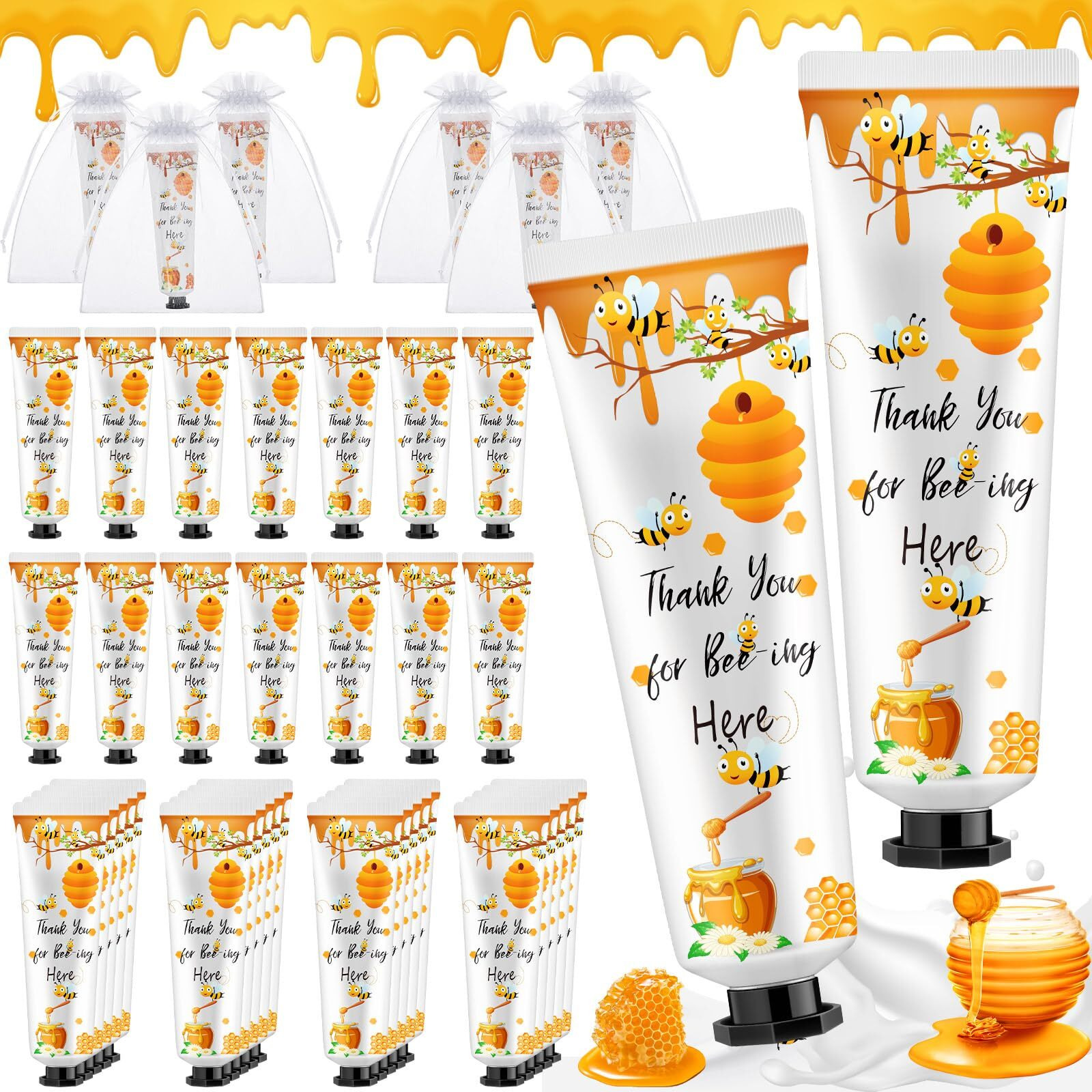 Swiffen 48 Sets Baby Shower Hand Cream Bulk Bee Honey Baby Shower Favors Bridal Thank You Hand Cream For Guests Travel Size Lotion With Organza Bags