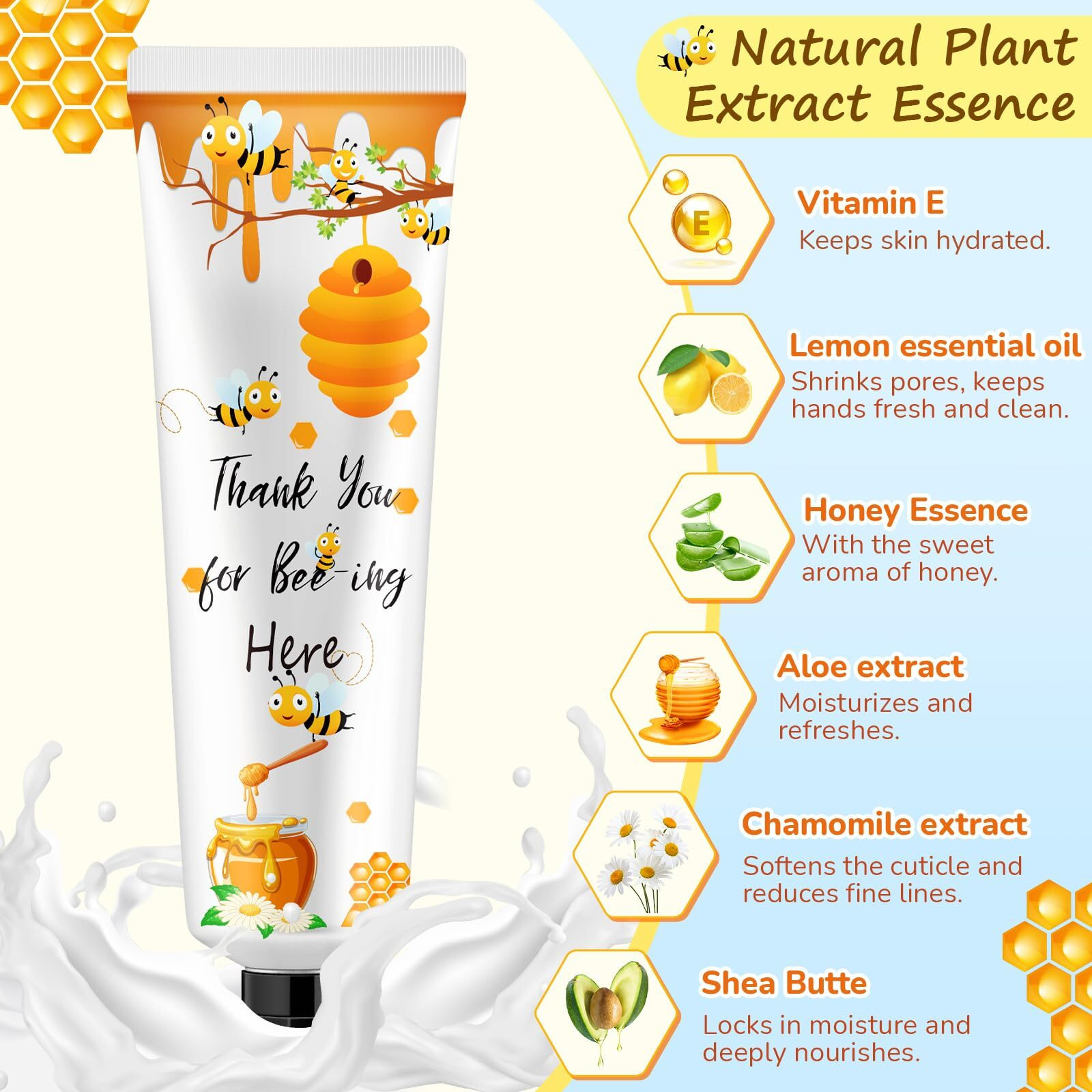 Swiffen 48 Sets Baby Shower Hand Cream Bulk Bee Honey Baby Shower Favors Bridal Thank You Hand Cream For Guests Travel Size Lotion With Organza Bags
