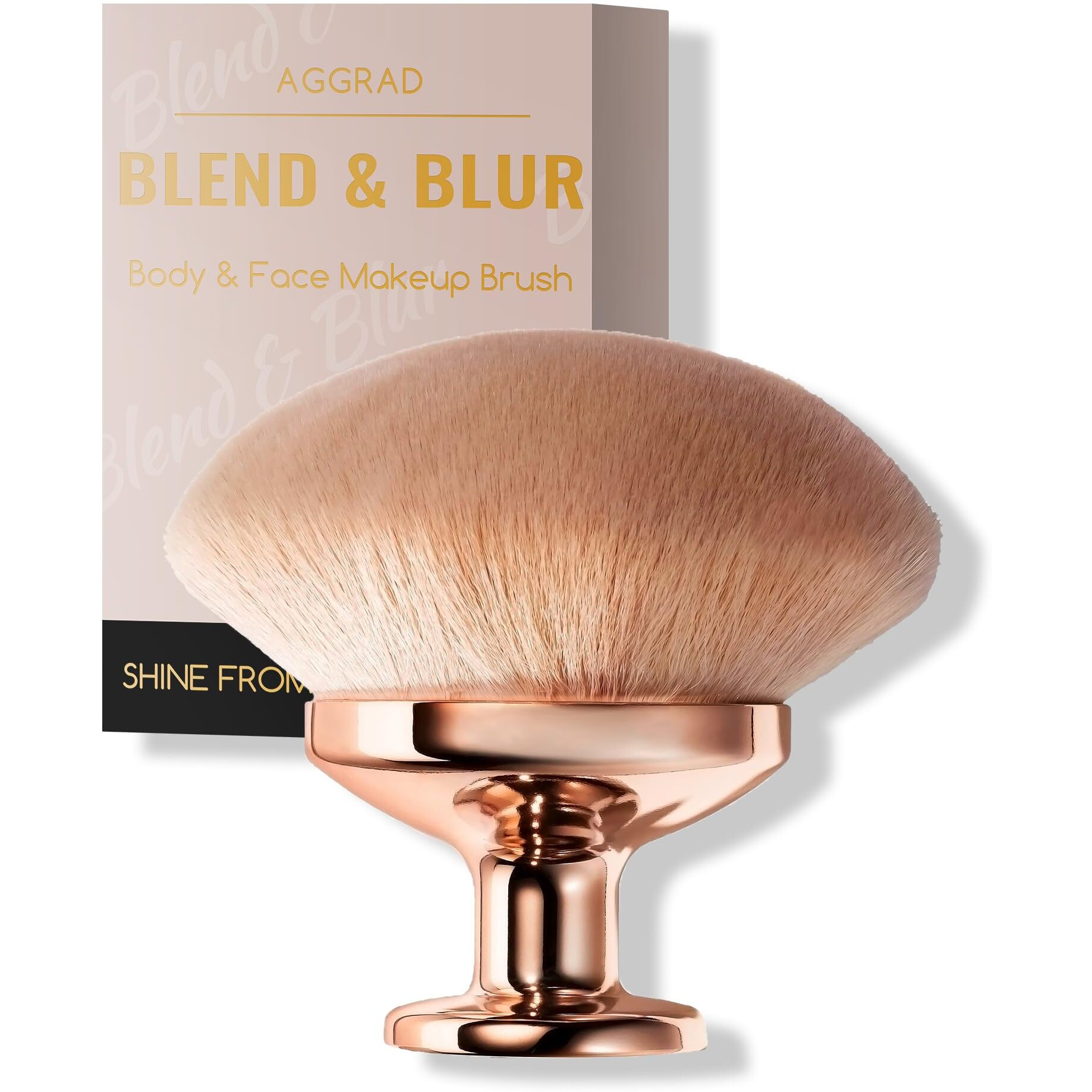 Upgraded Blend & Blur Body Makeup Brush For Self Tanner Tanning Lotion Sunscreen Applicator For Back Leg Makeup, Kabuki Foundation Brush For Liquid Beauty Supreme Cream Bronzer Brush For Face, Gold