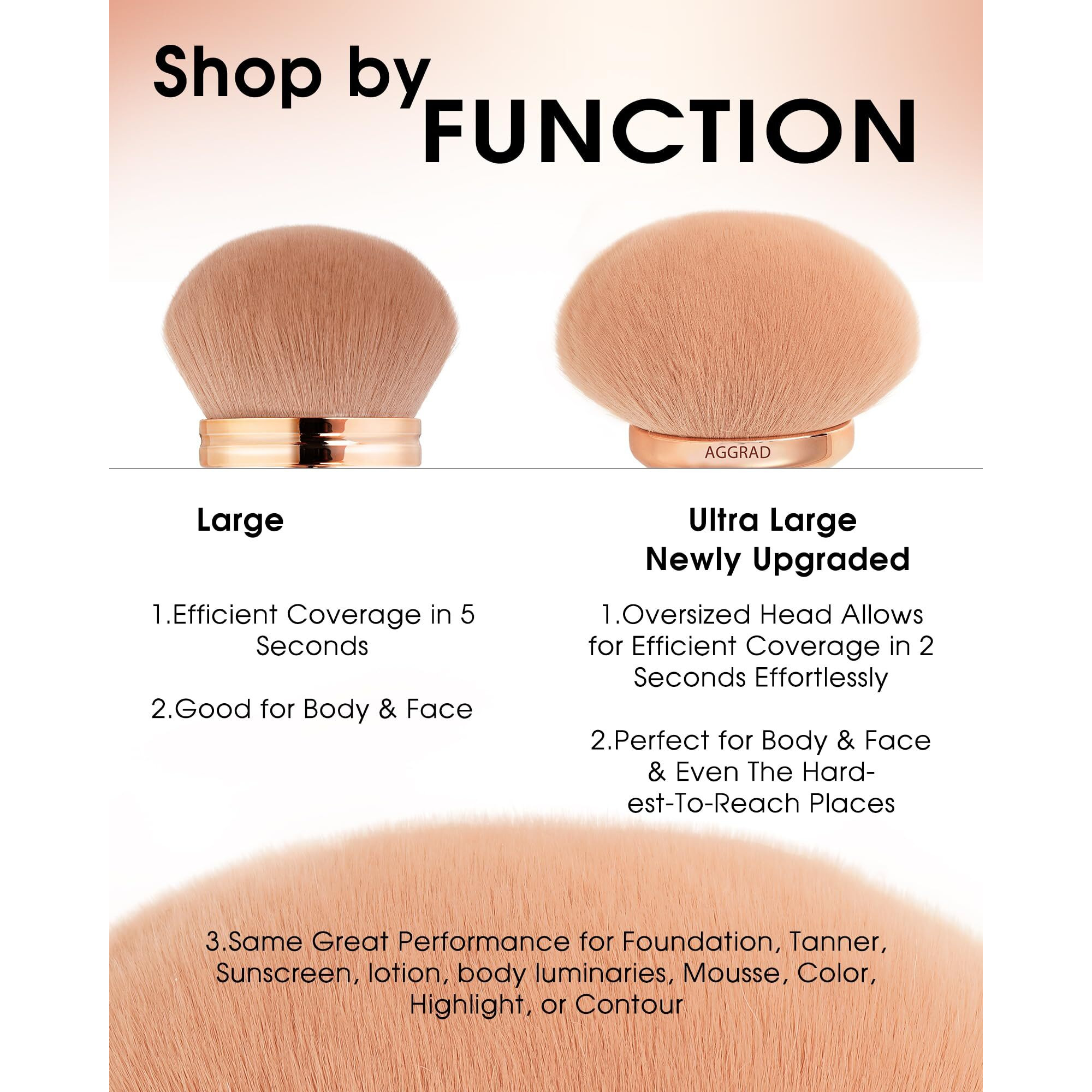 Upgraded Blend & Blur Body Makeup Brush For Self Tanner Tanning Lotion Sunscreen Applicator For Back Leg Makeup, Kabuki Foundation Brush For Liquid Beauty Supreme Cream Bronzer Brush For Face, Gold